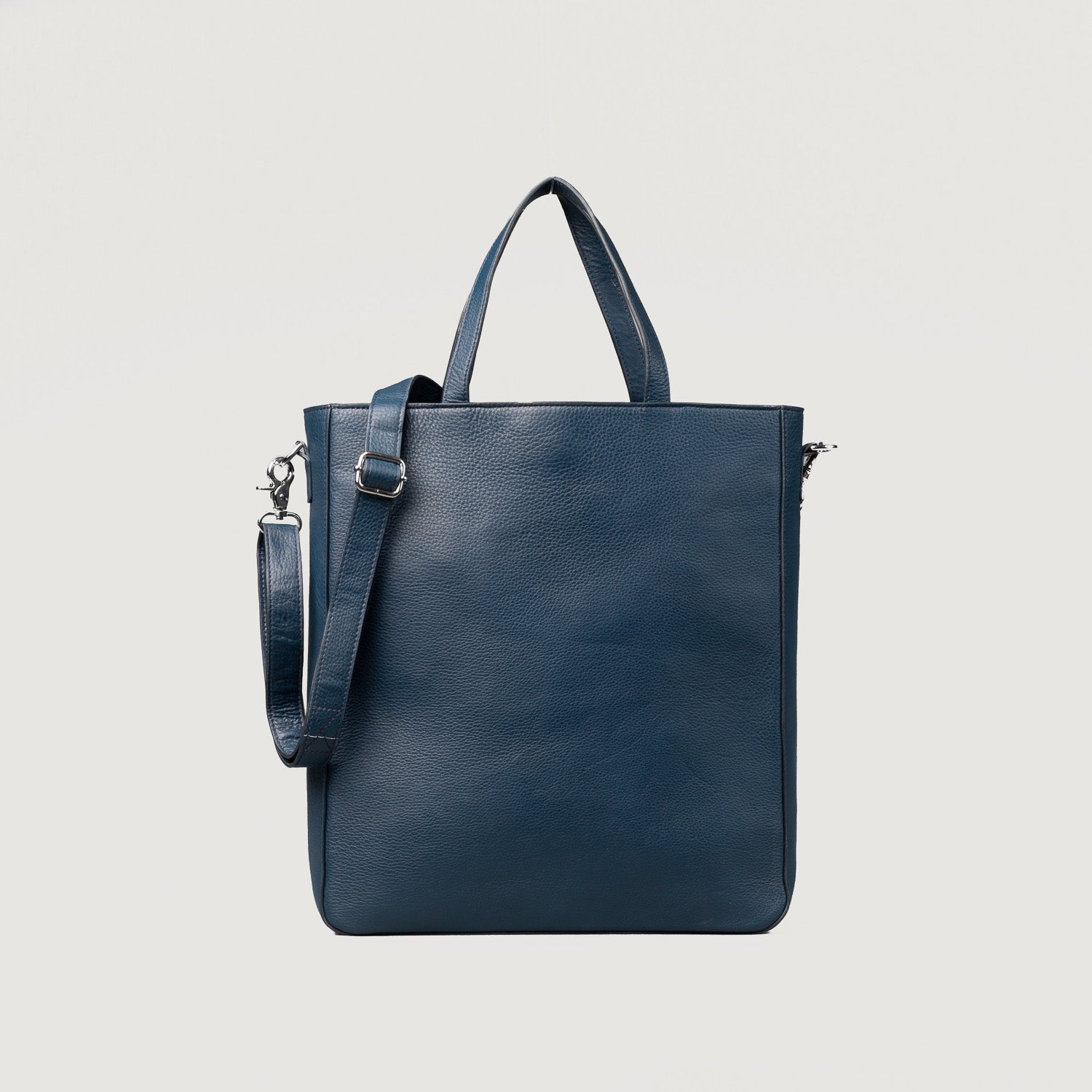 Blue Leather Tote Bag