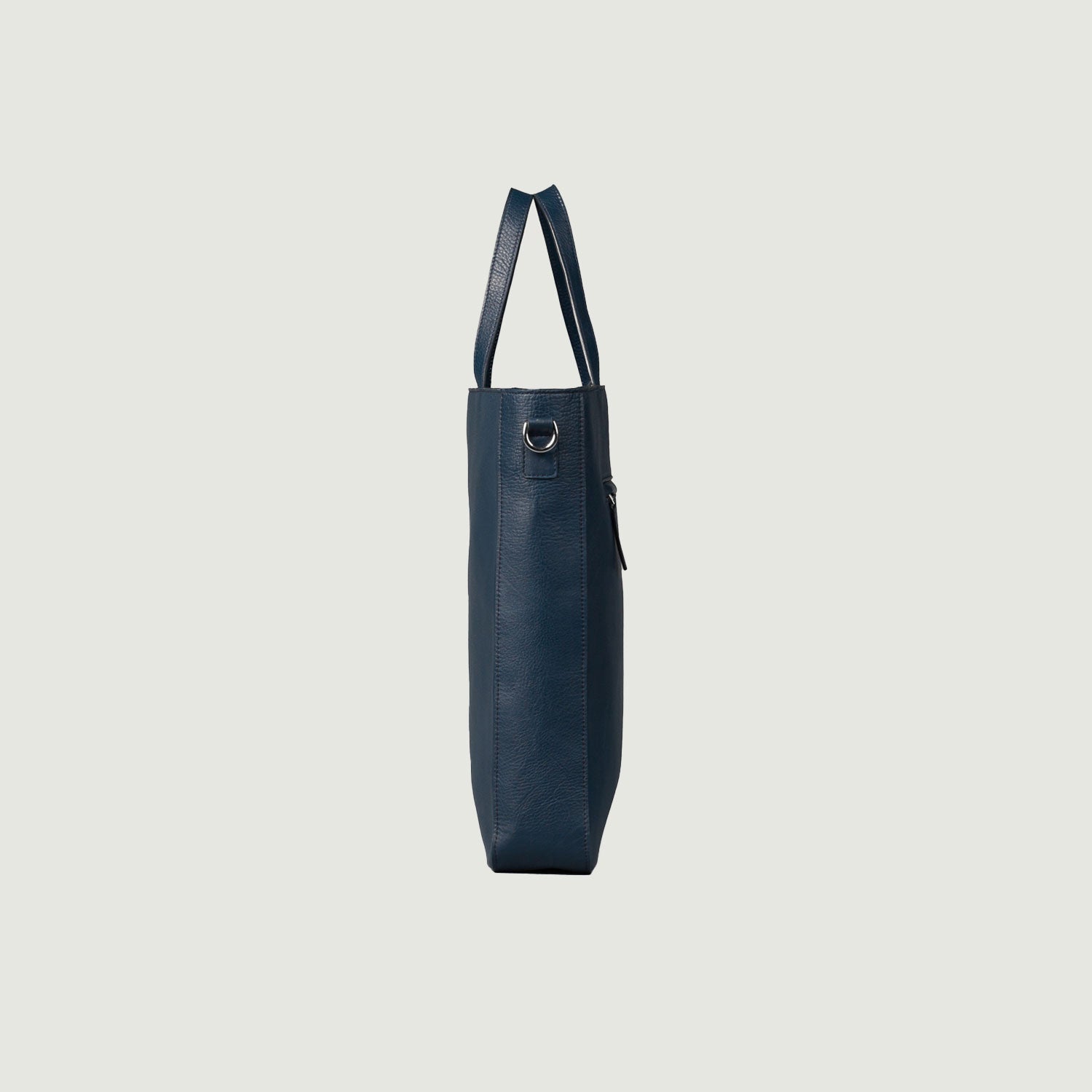 Blue Leather Tote Bag