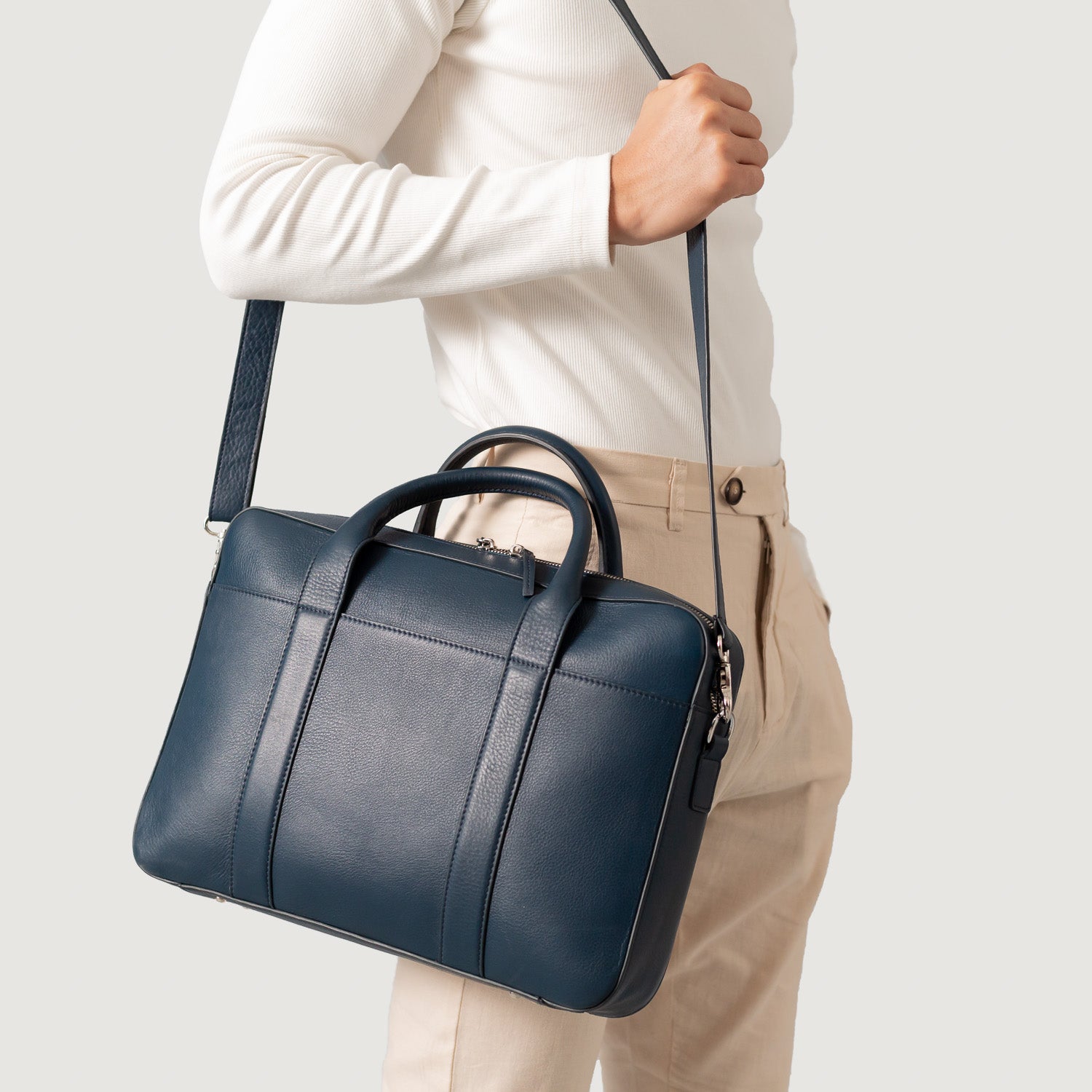 Blue Leather Briefcase Bags