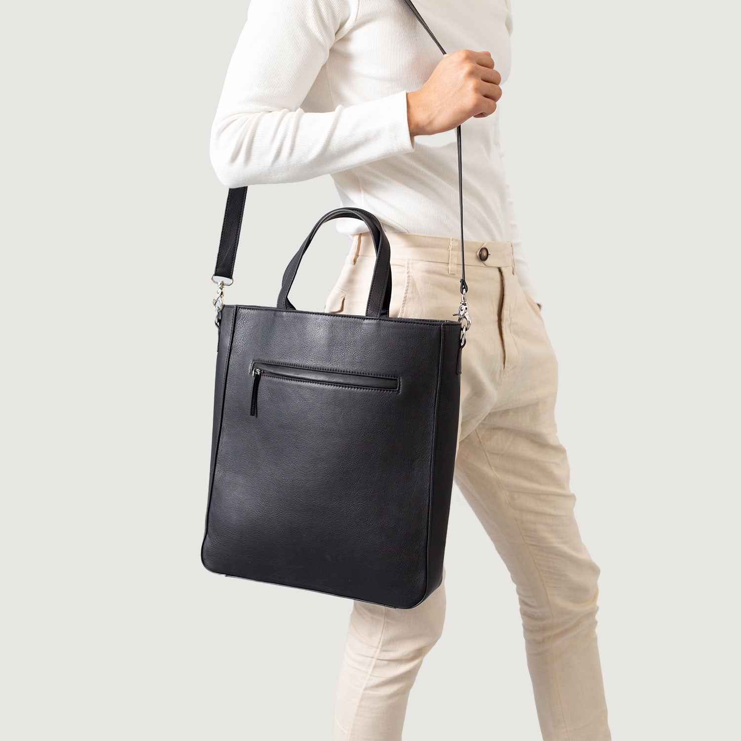 Black Leather Tote Bag
