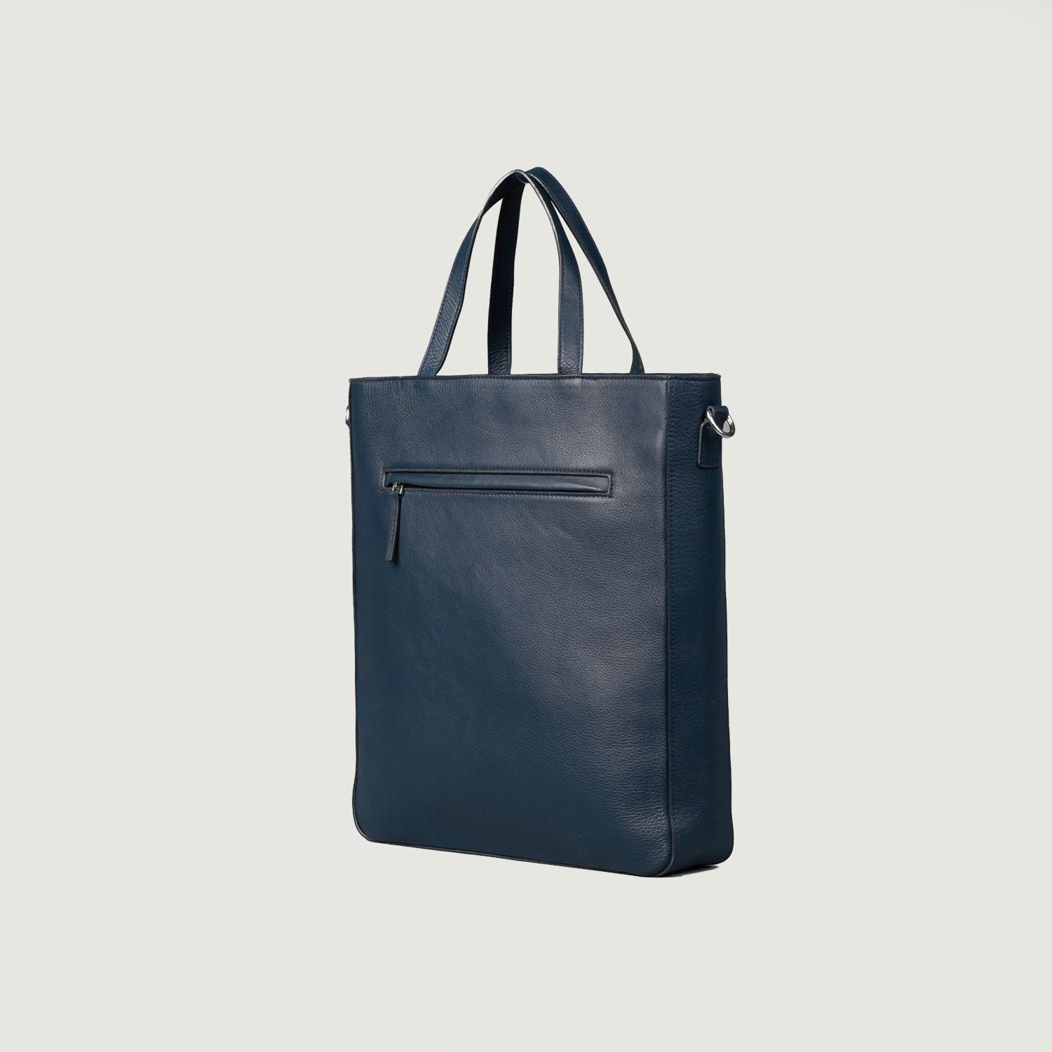 Blue Leather Tote Bag