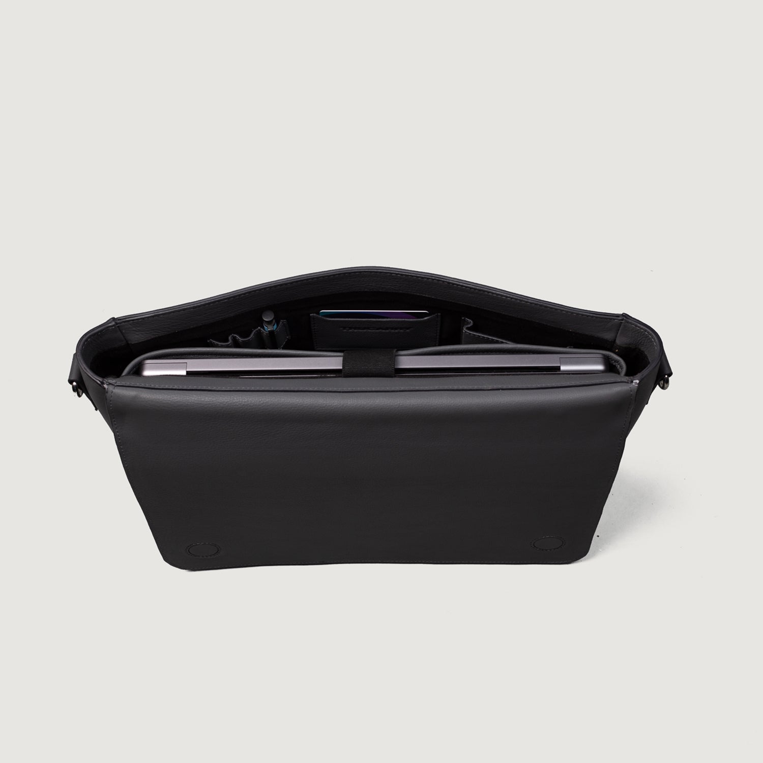 Gray Leather Messenger Bag