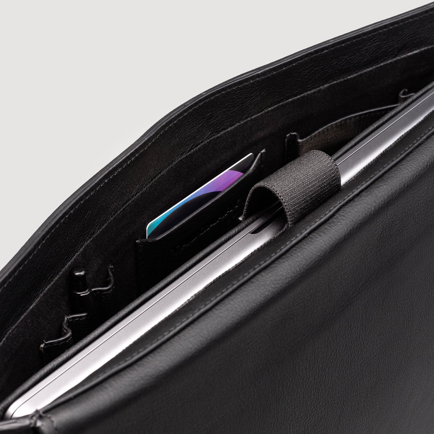 Black Leather Messenger Bag