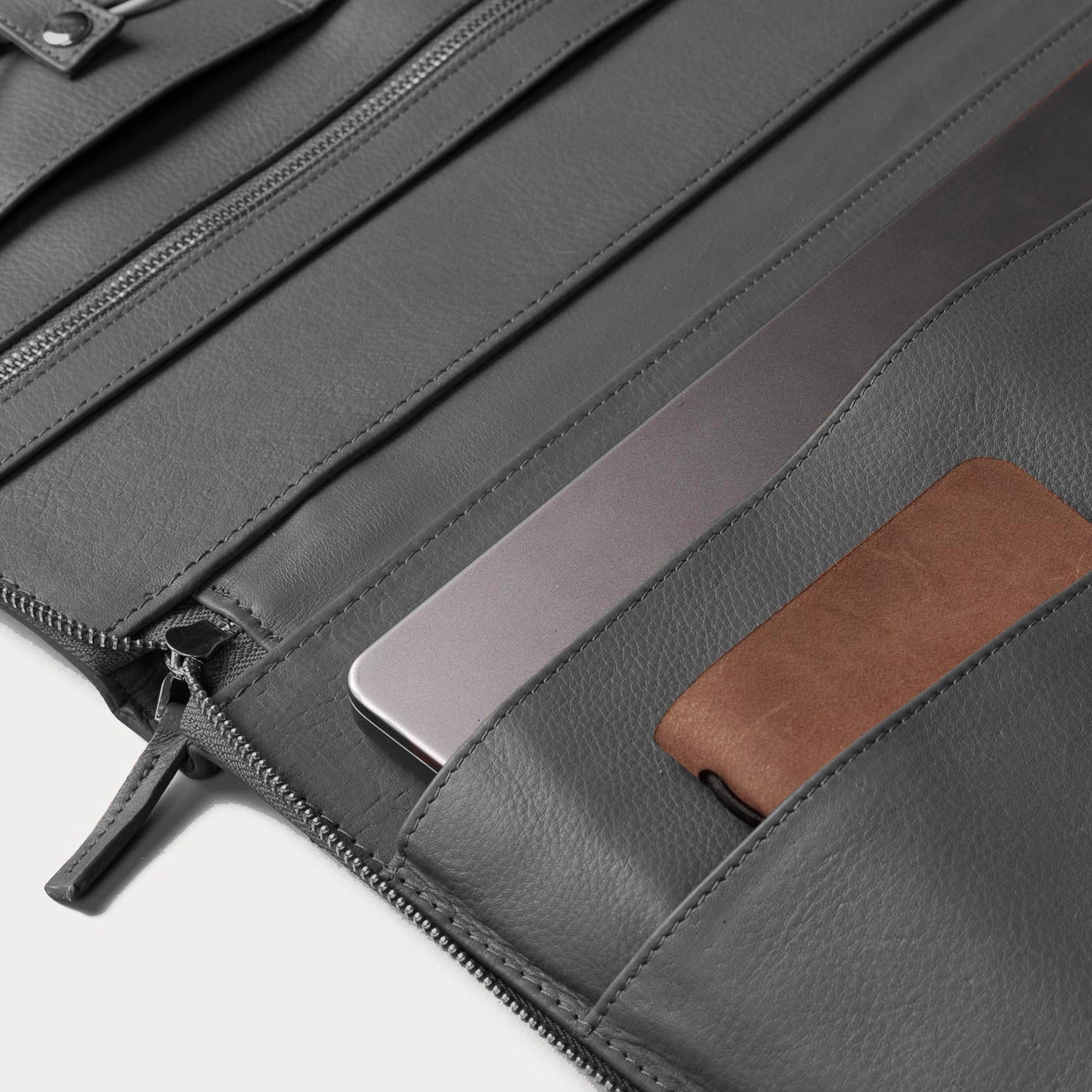 Gray Leather Folio Organizer