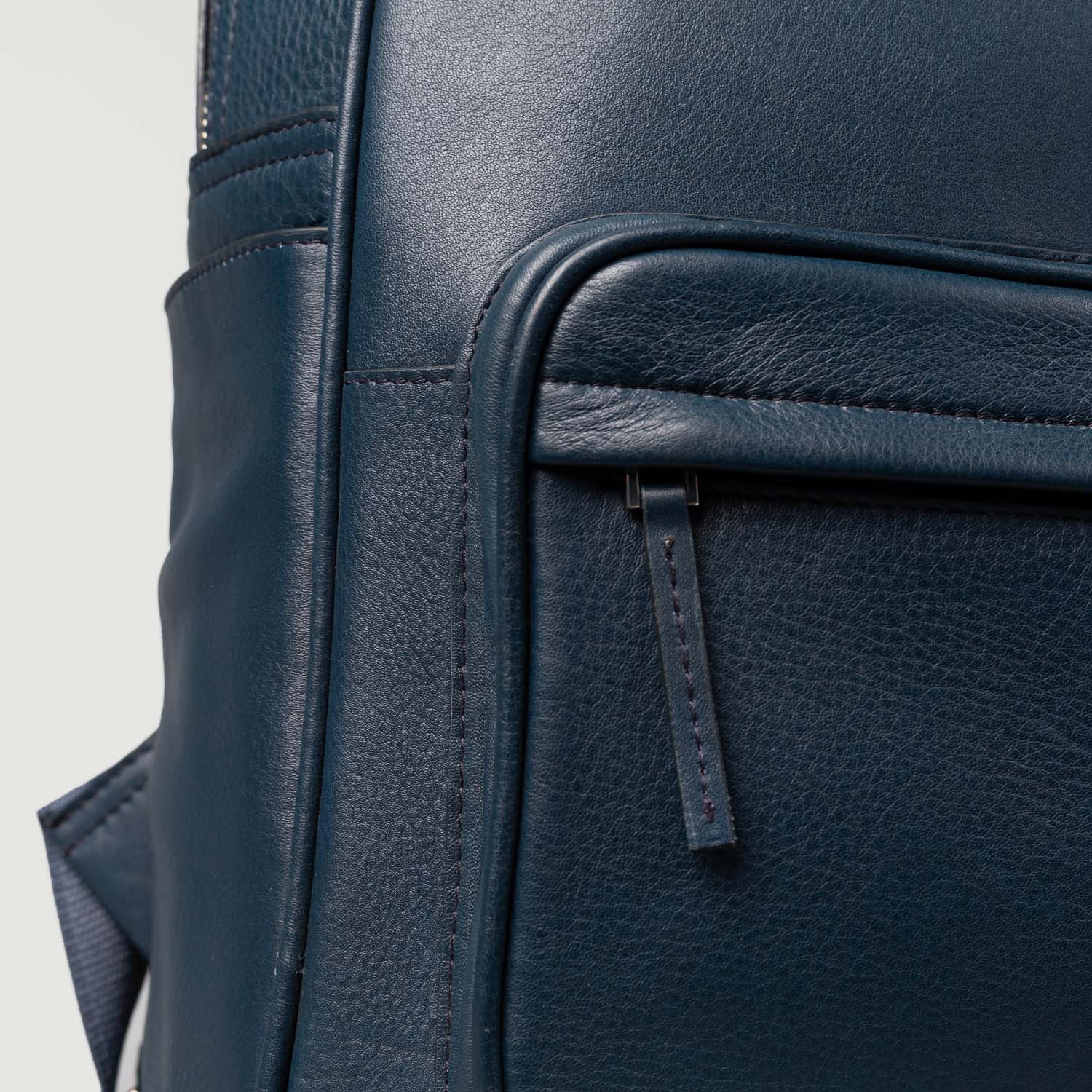 Blue Leather Backpack