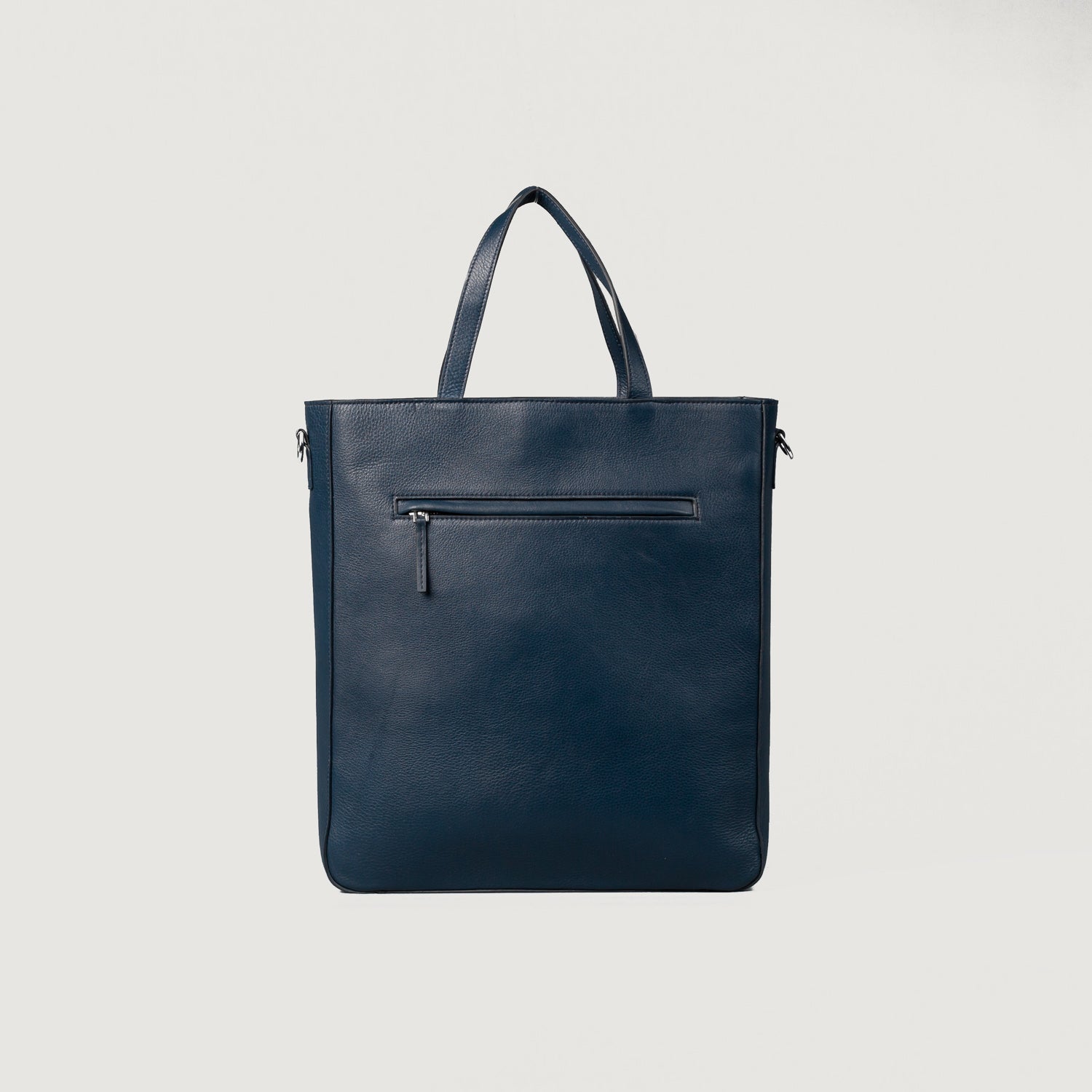 Blue Leather Tote Bag