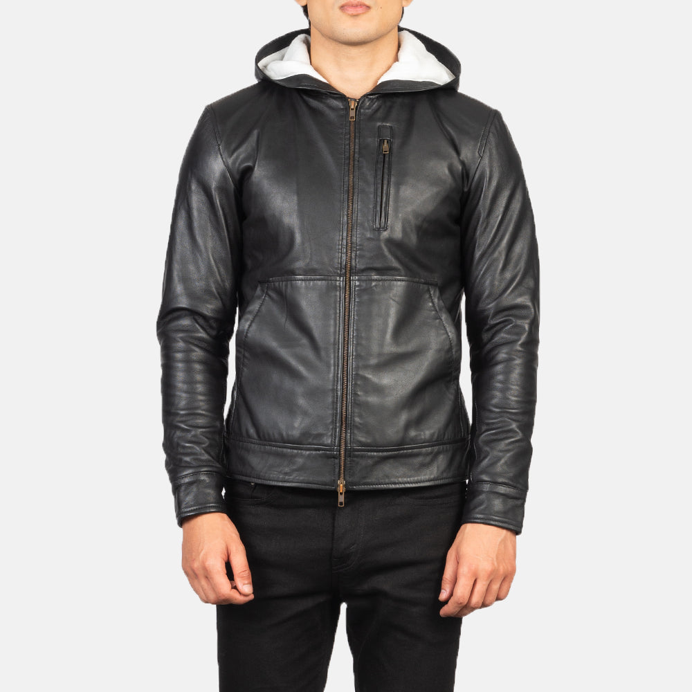 Baston Hooded Leather Bomber Jacket