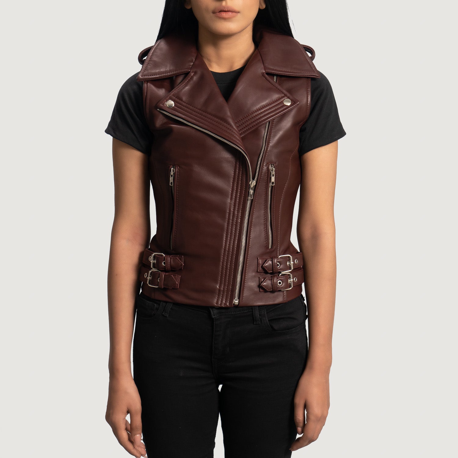 Rhonda Biker Leather Vest For Women