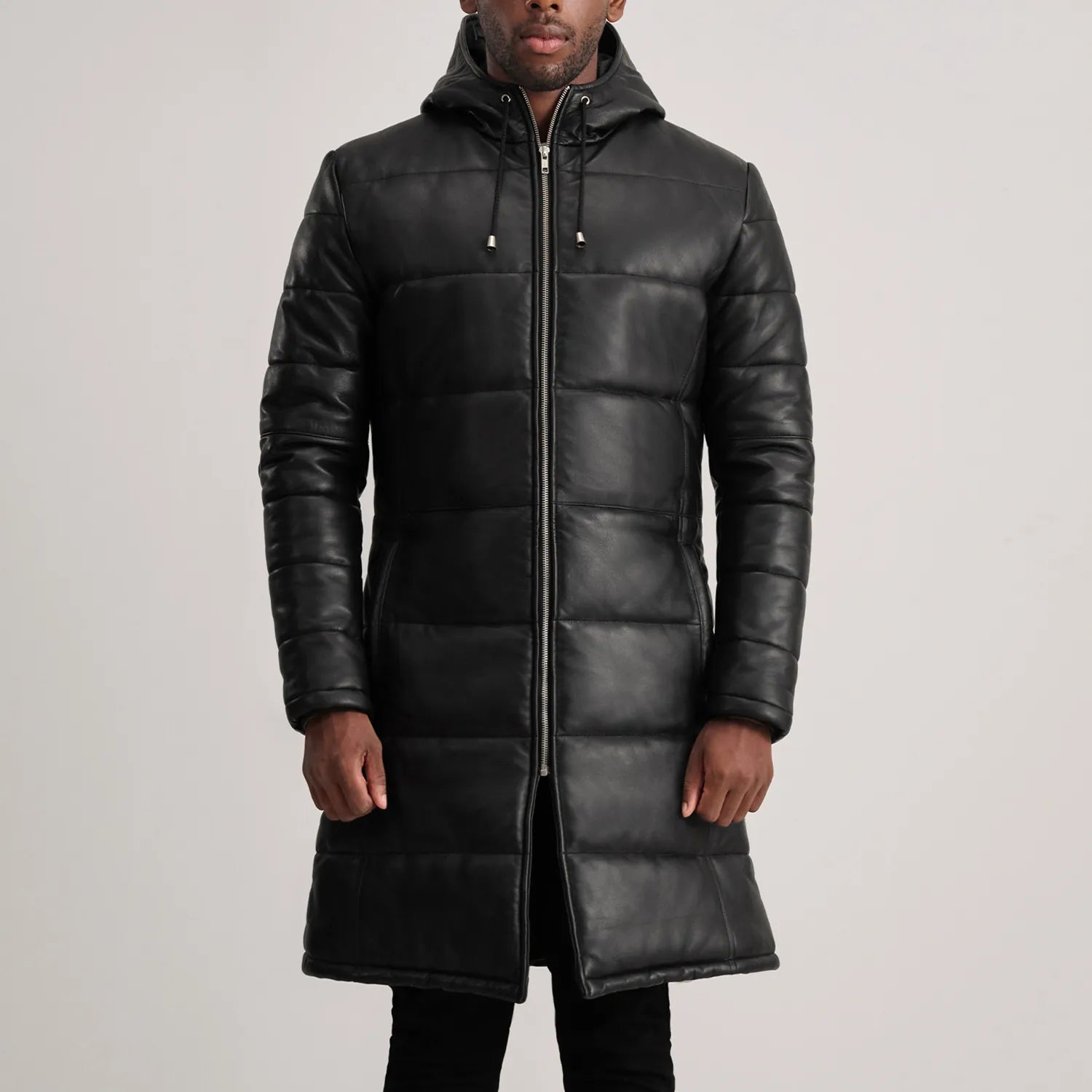 Floyd Hooded Leather Puffer Coat