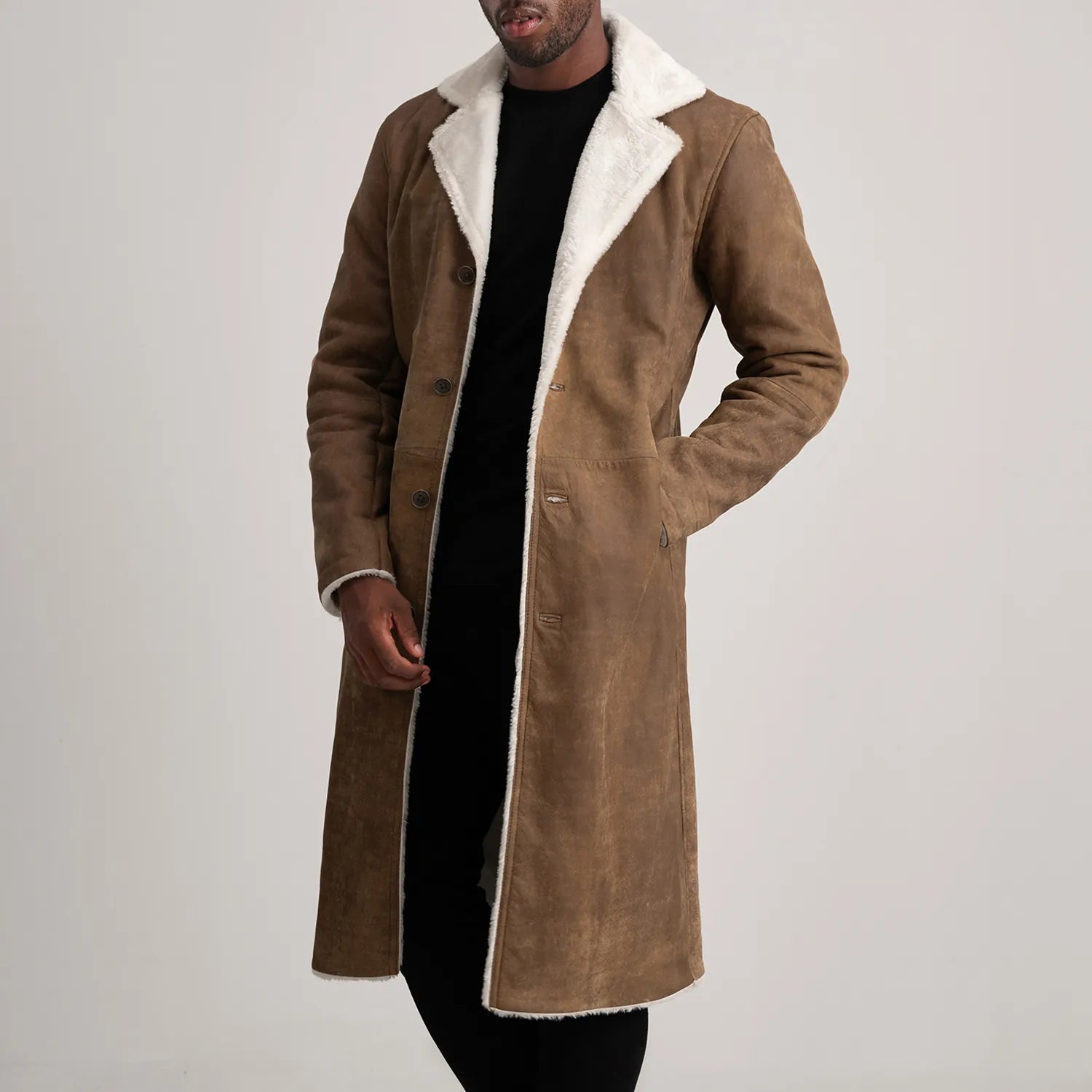 Kolby Tumbled Shearling Long Coat