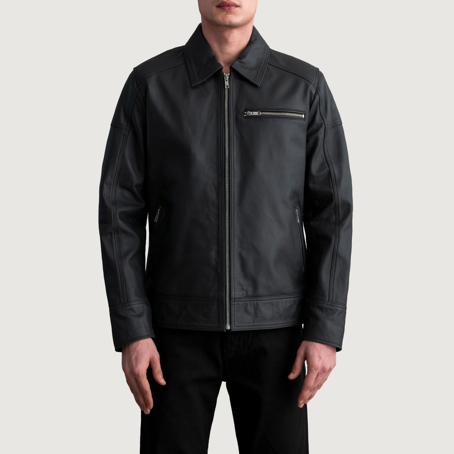 Lavendard Leather Biker Jacket