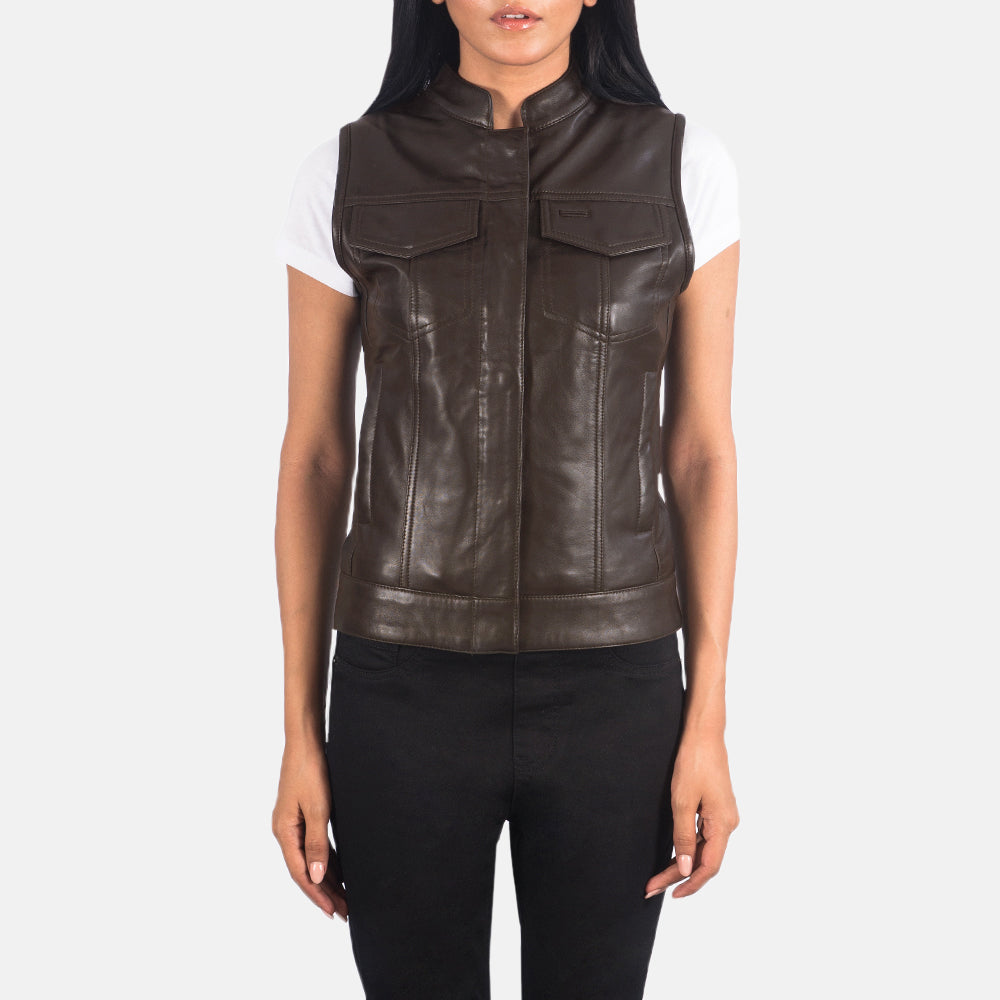 Rayne Moto Leather Vest For Womens