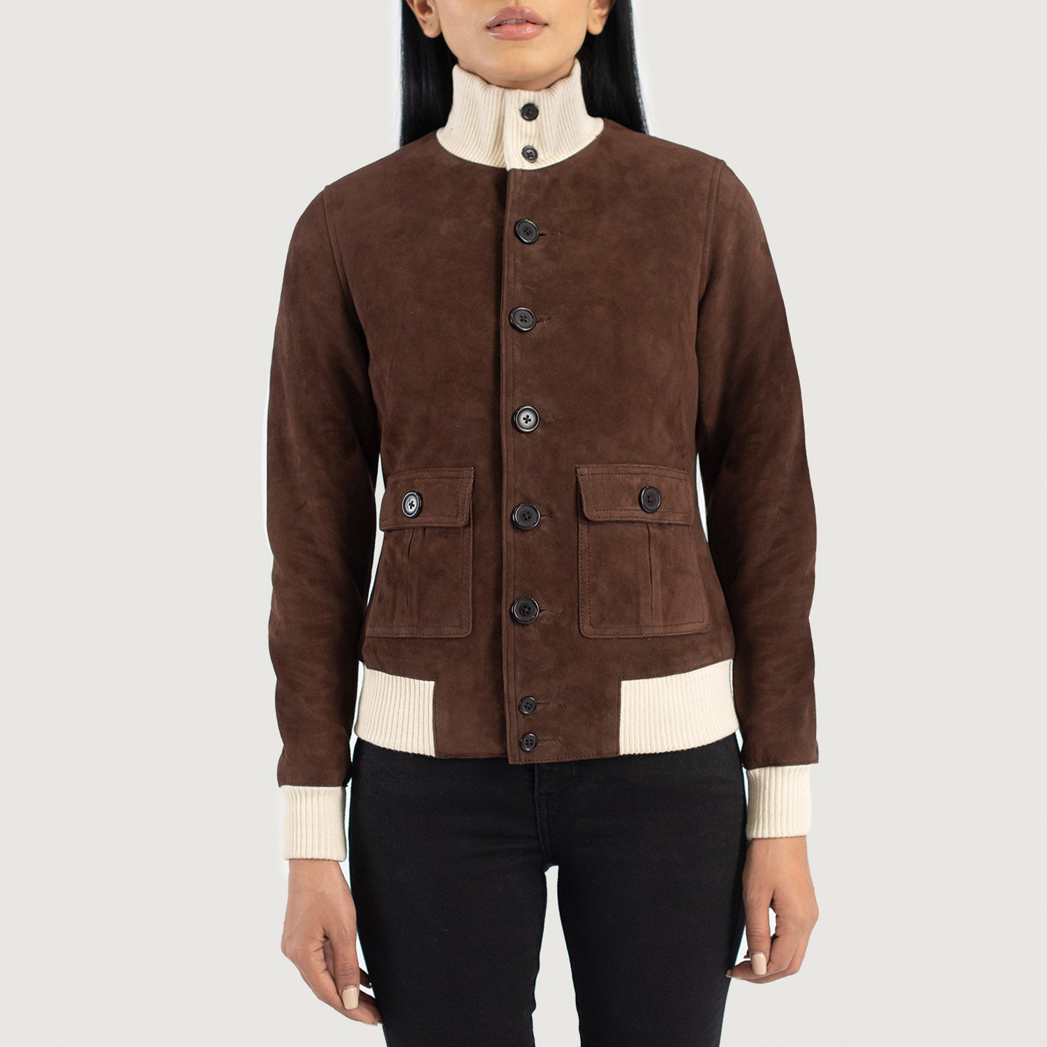 Sasha A1 Suede Bomber Leather Jacket