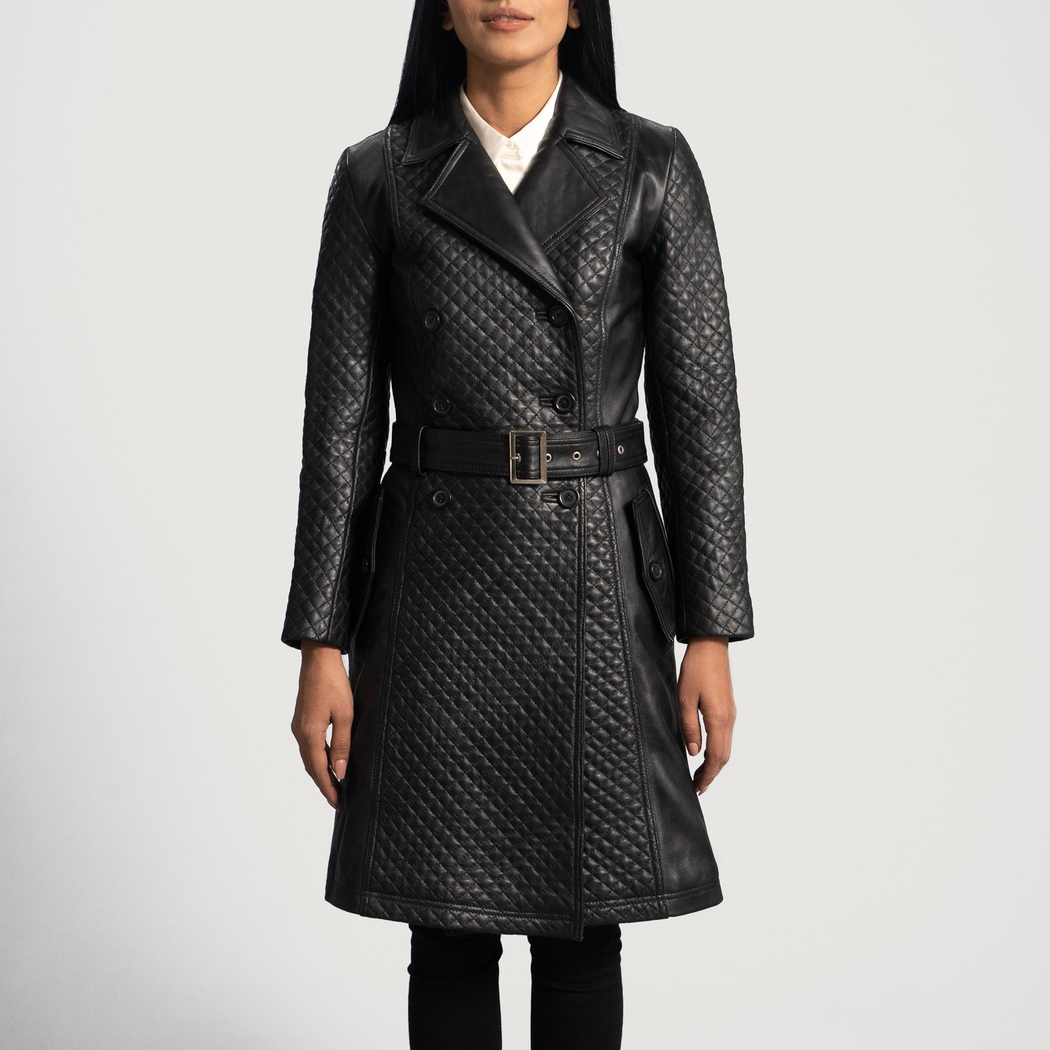 Sweet Susan Trench Leather Long Coat