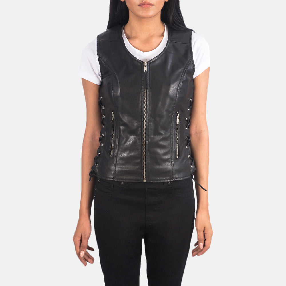 Vanda Biker Leather Vest For Women