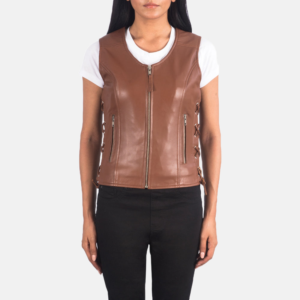 Vanda Biker Leather Vest For Women