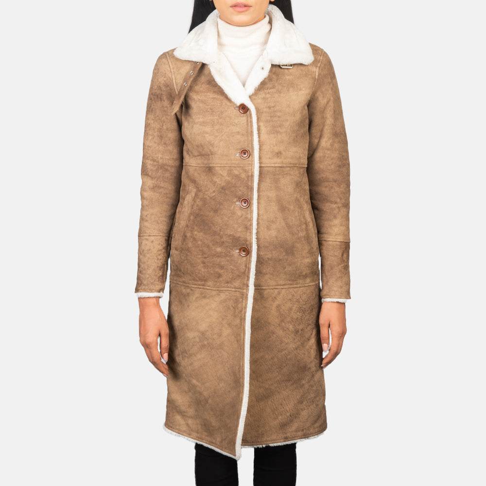 Alina Shearling Leather Coat For Women