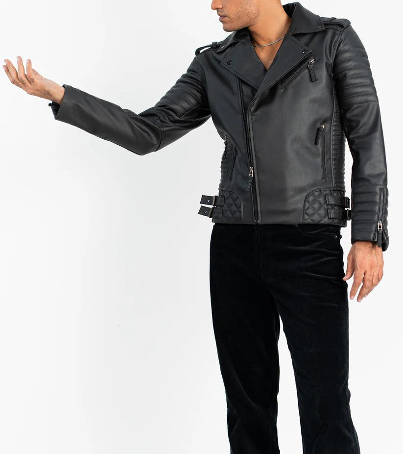 Luxe Quilted Faux Leather Jacket Zipper Detail – High-Quality Metal Closure Finish