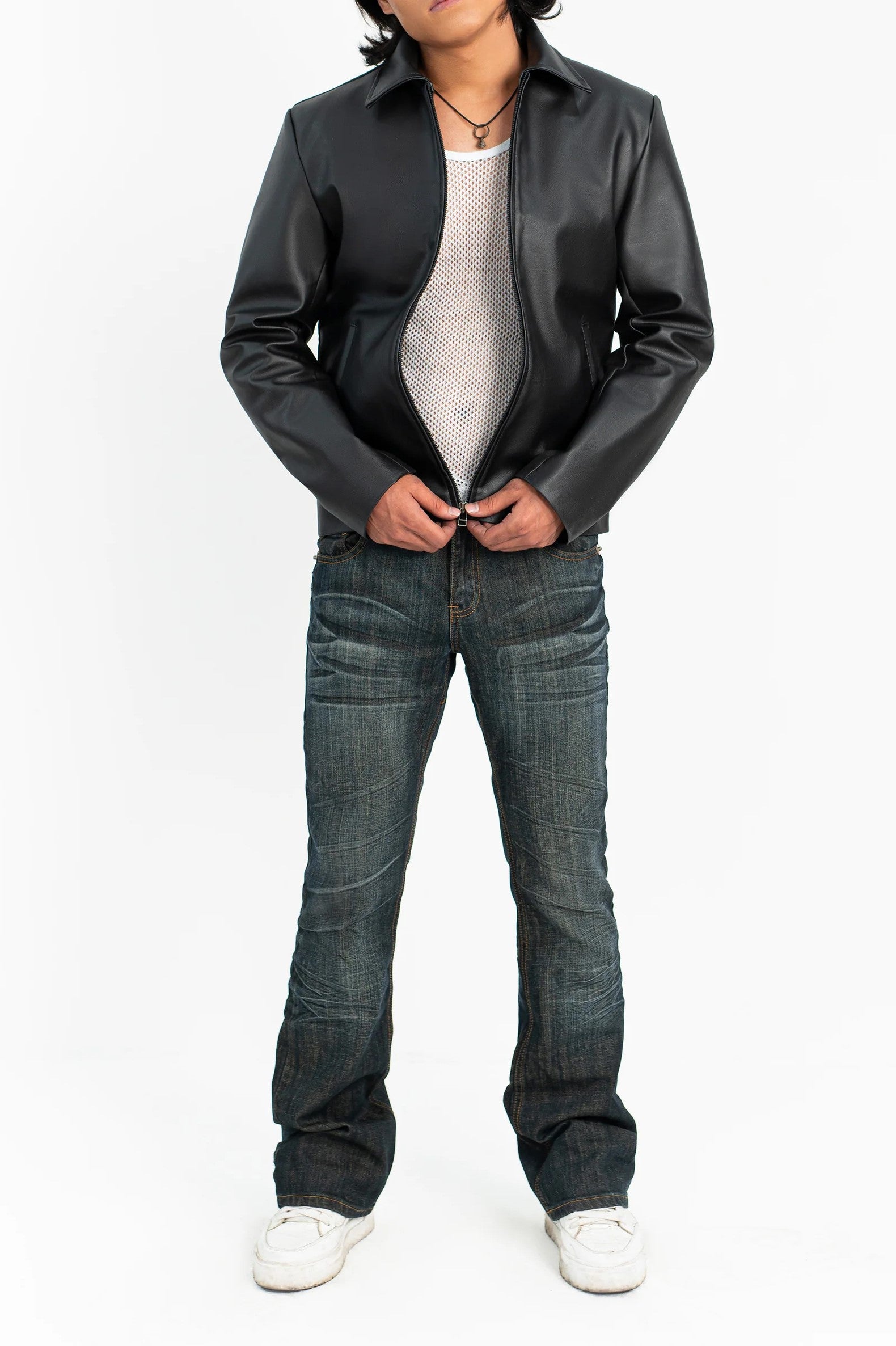 Classic Zipper Faux Leather Jacket Styled for Urban Casual Looks