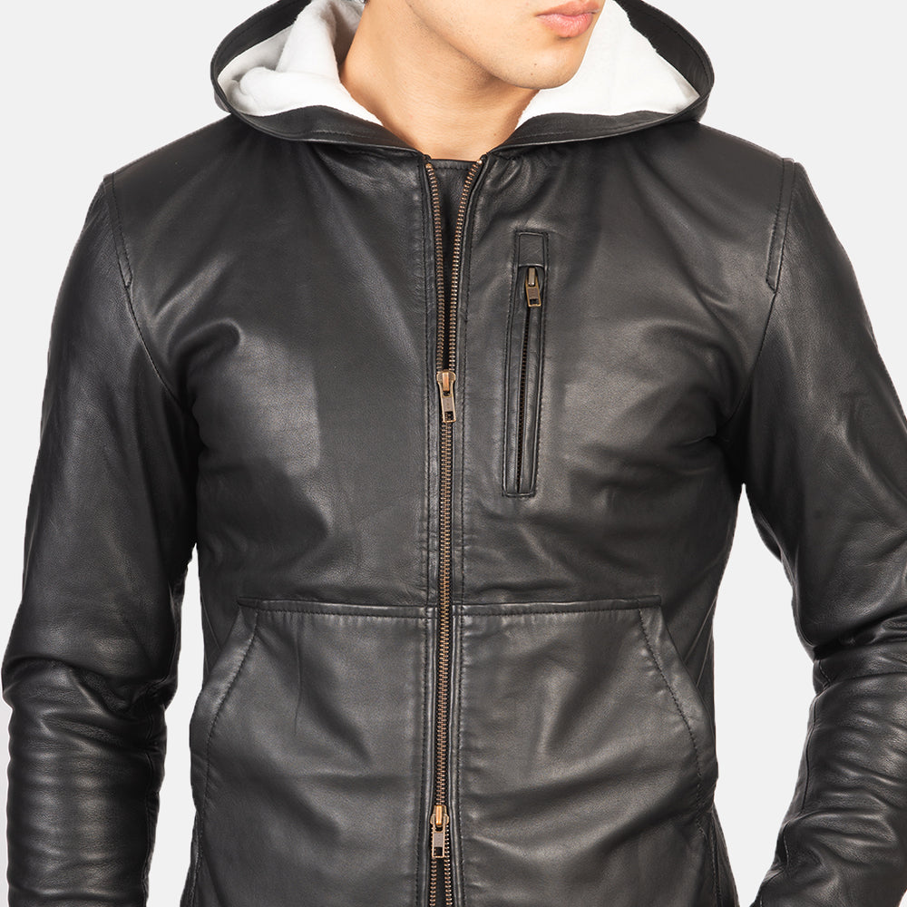 Baston Hooded Leather Bomber Jacket