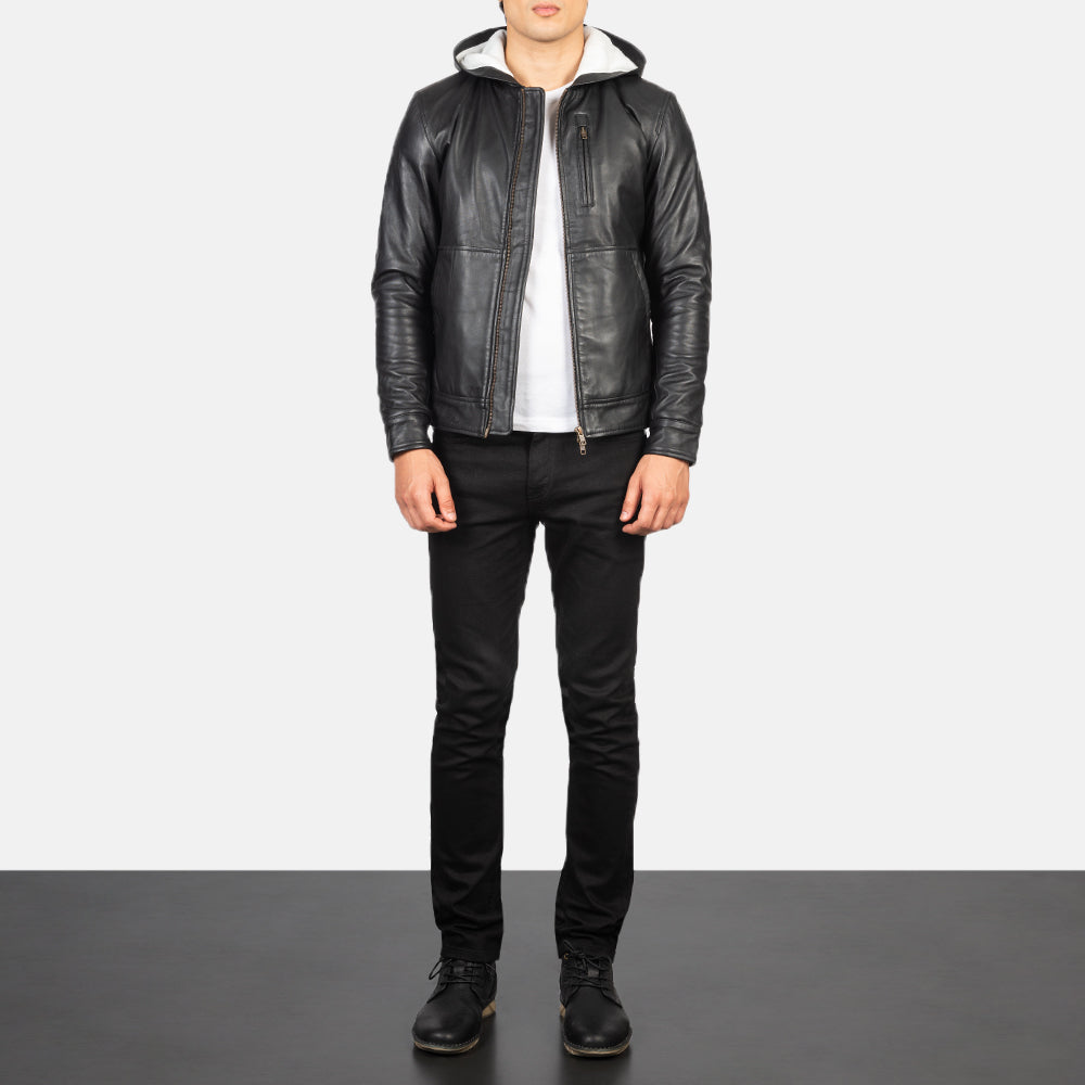 Baston Hooded Leather Bomber Jacket