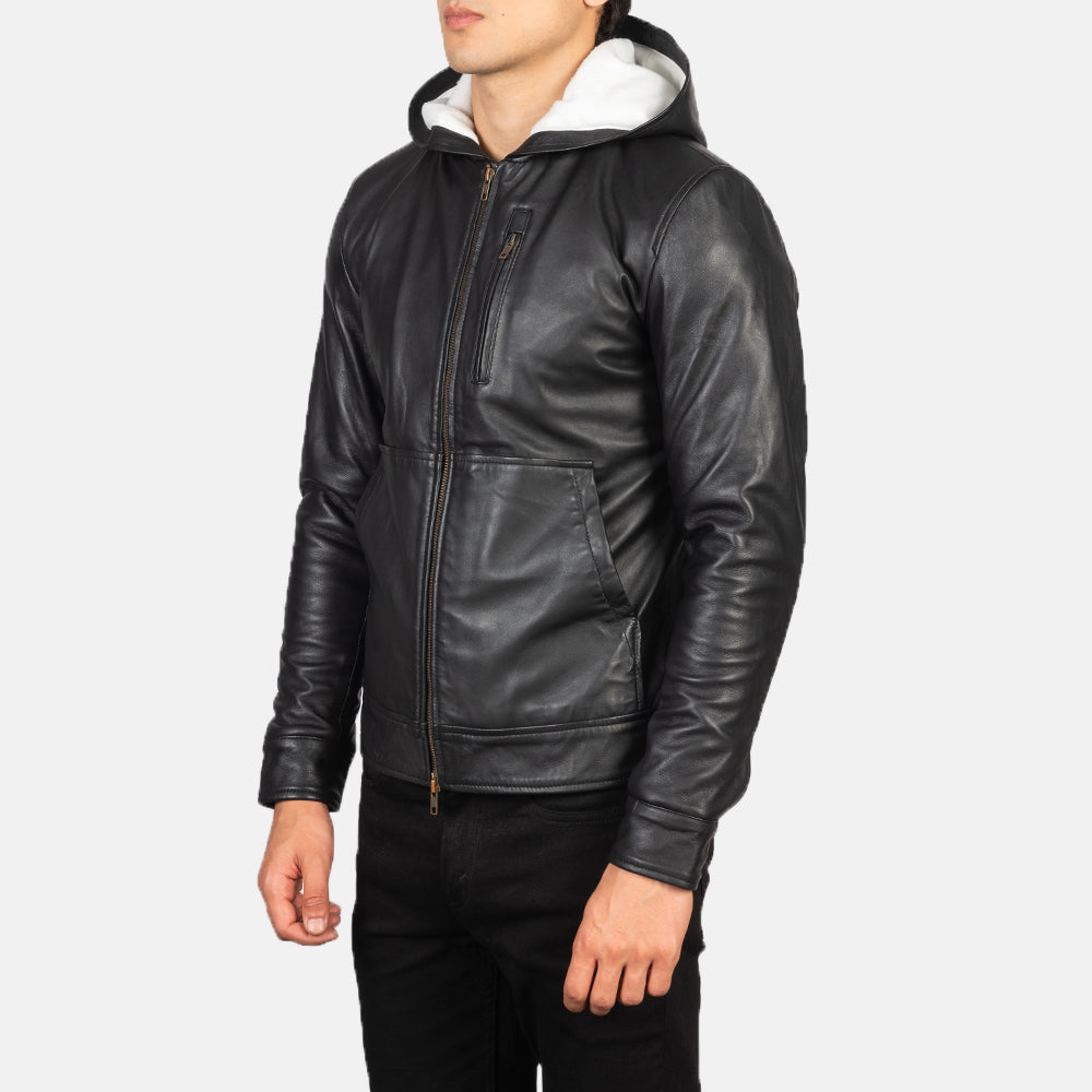 Baston Hooded Leather Bomber Jacket