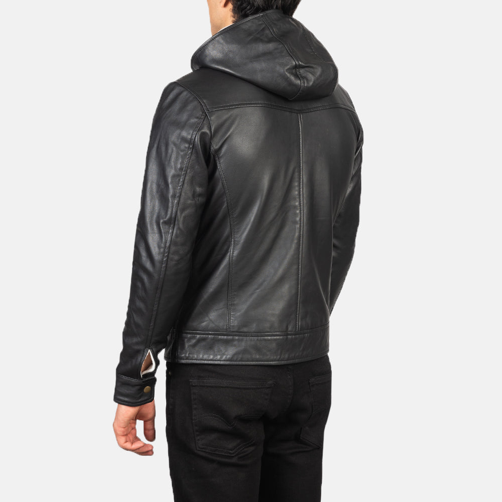 Baston Hooded Leather Bomber Jacket