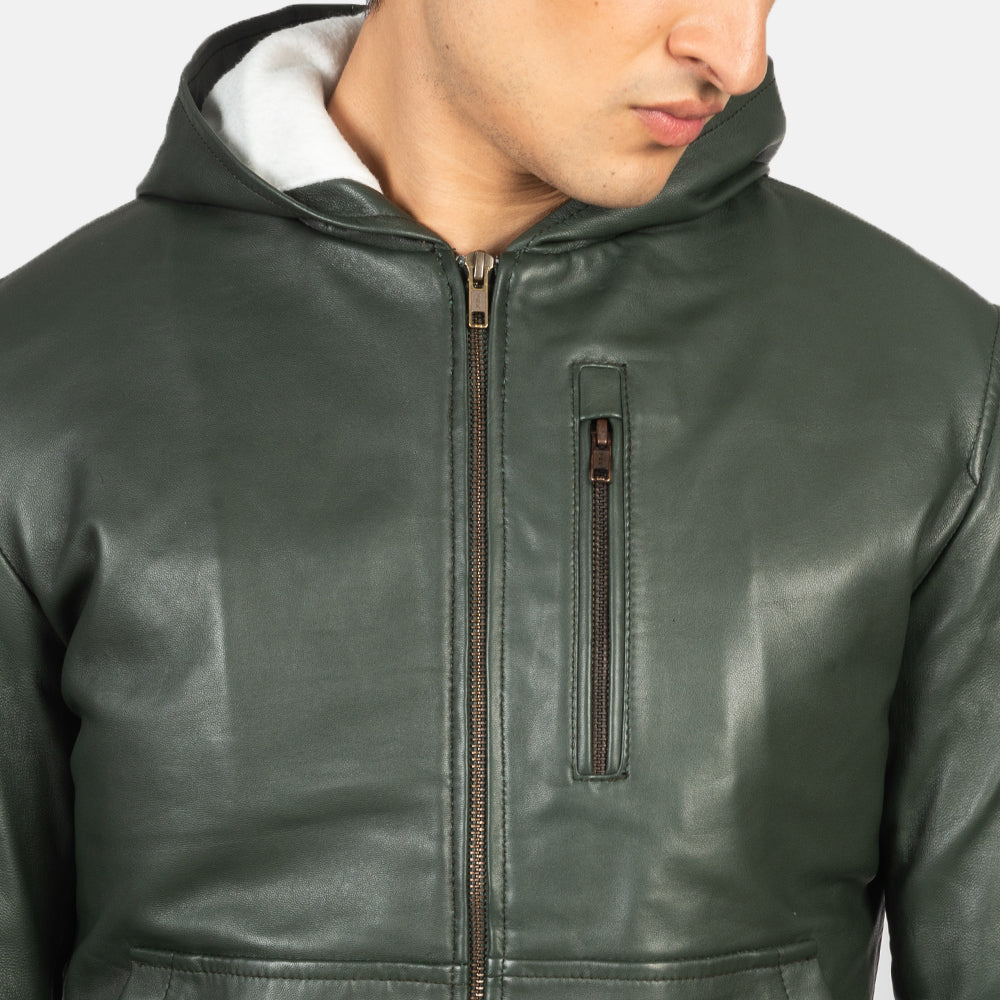 Baston Hooded Leather Bomber Jacket
