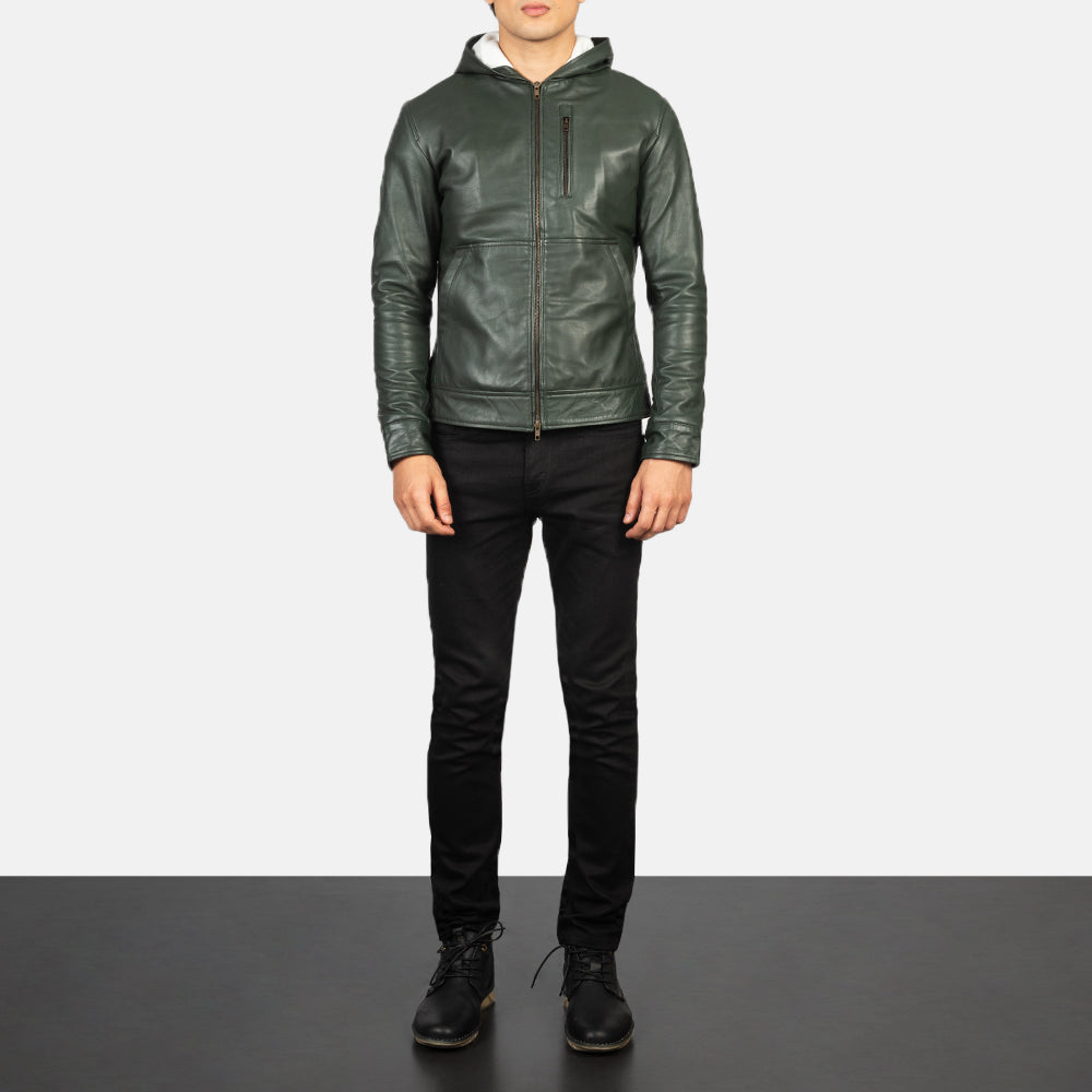 Baston Hooded Leather Bomber Jacket
