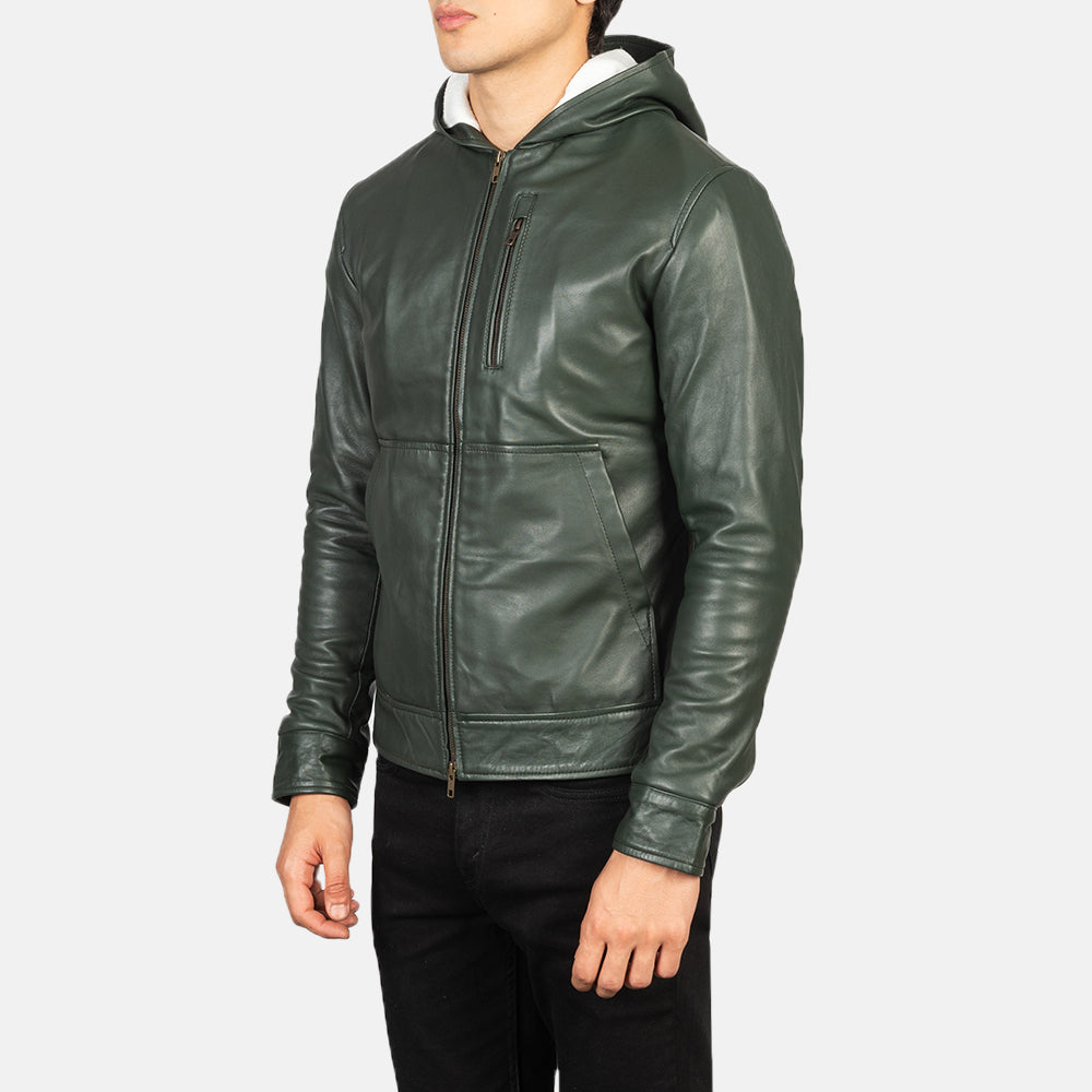 Baston Hooded Leather Bomber Jacket