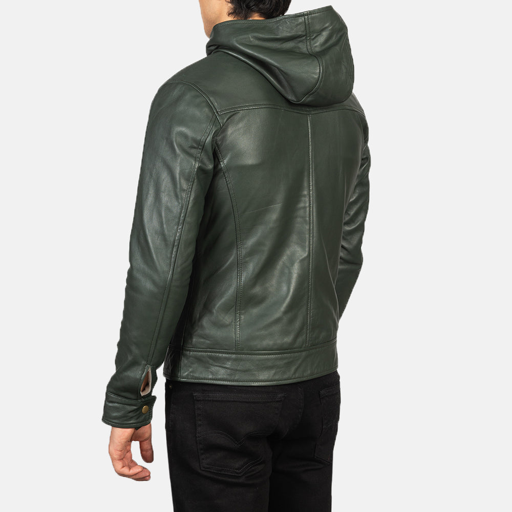 Baston Hooded Leather Bomber Jacket