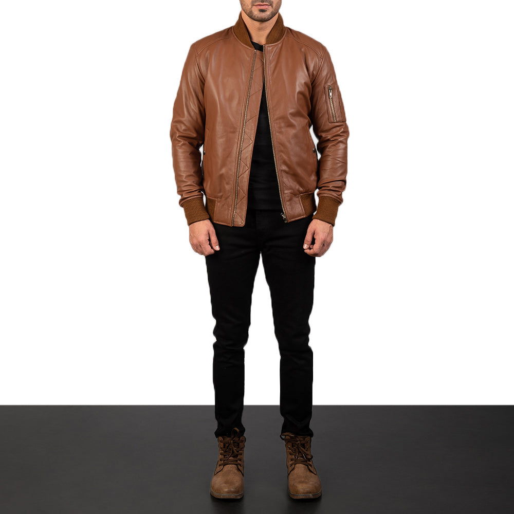 Bomia Ma-1 Leather Bomber Jacket