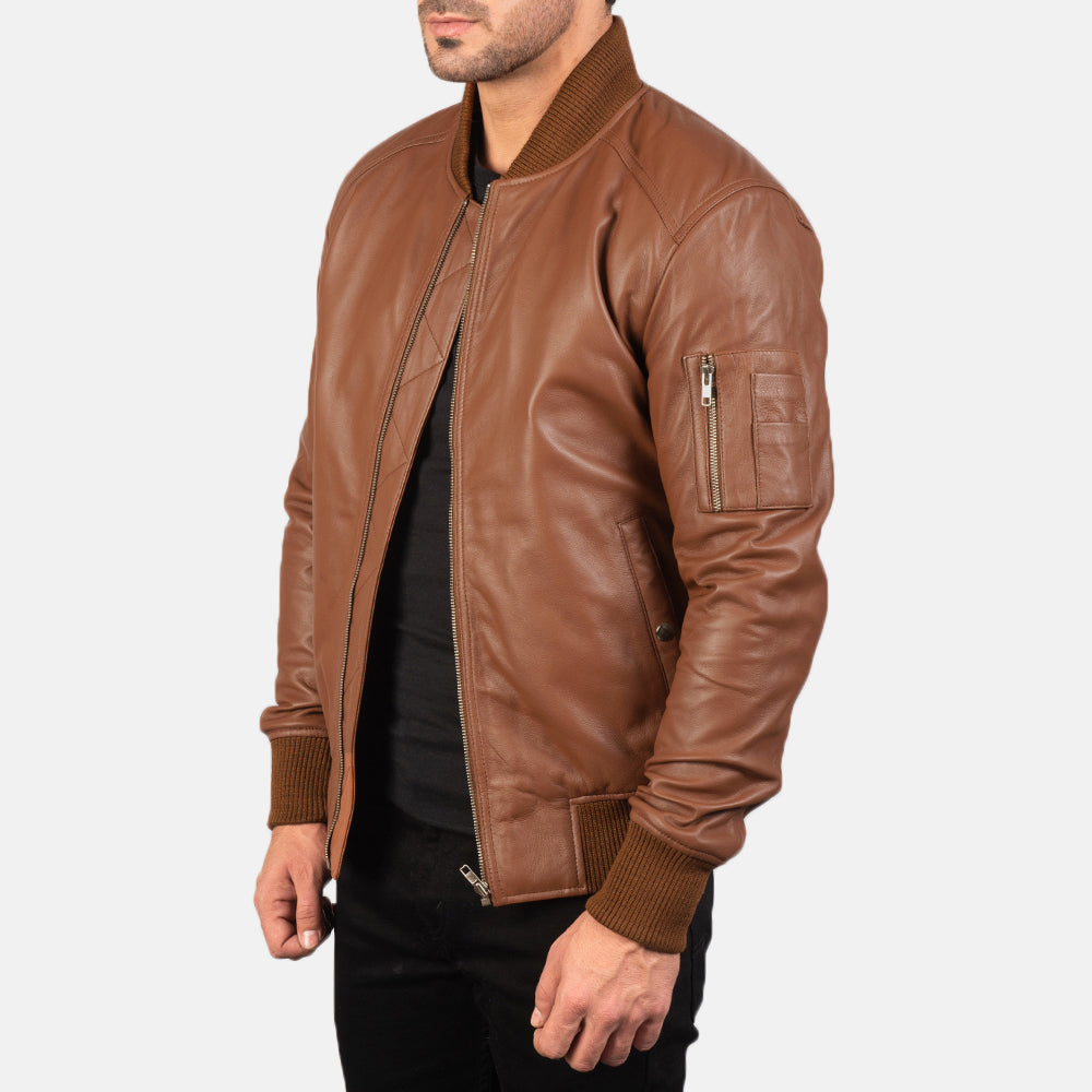 Bomia Ma-1 Leather Bomber Jacket