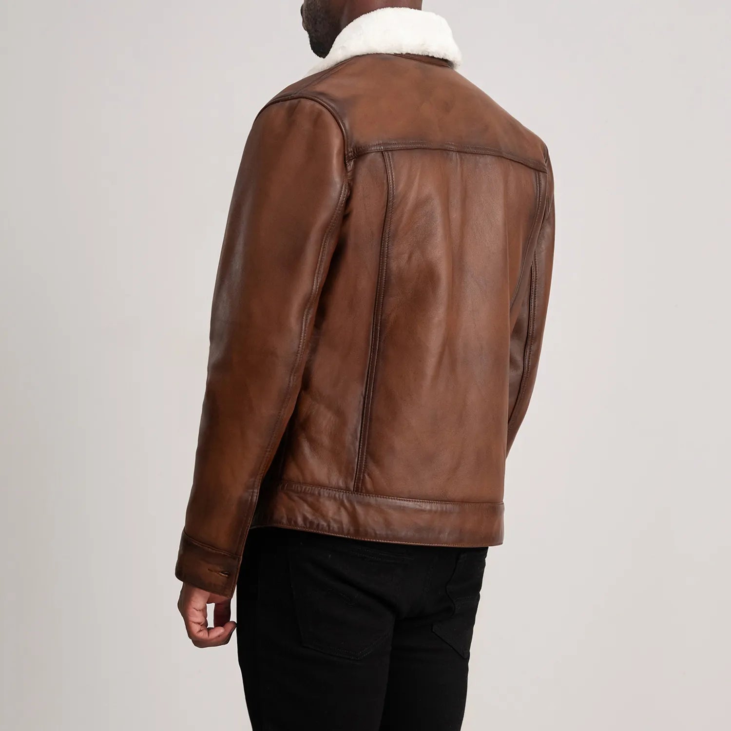 Dallis Leather Shearling Trucker Jacket