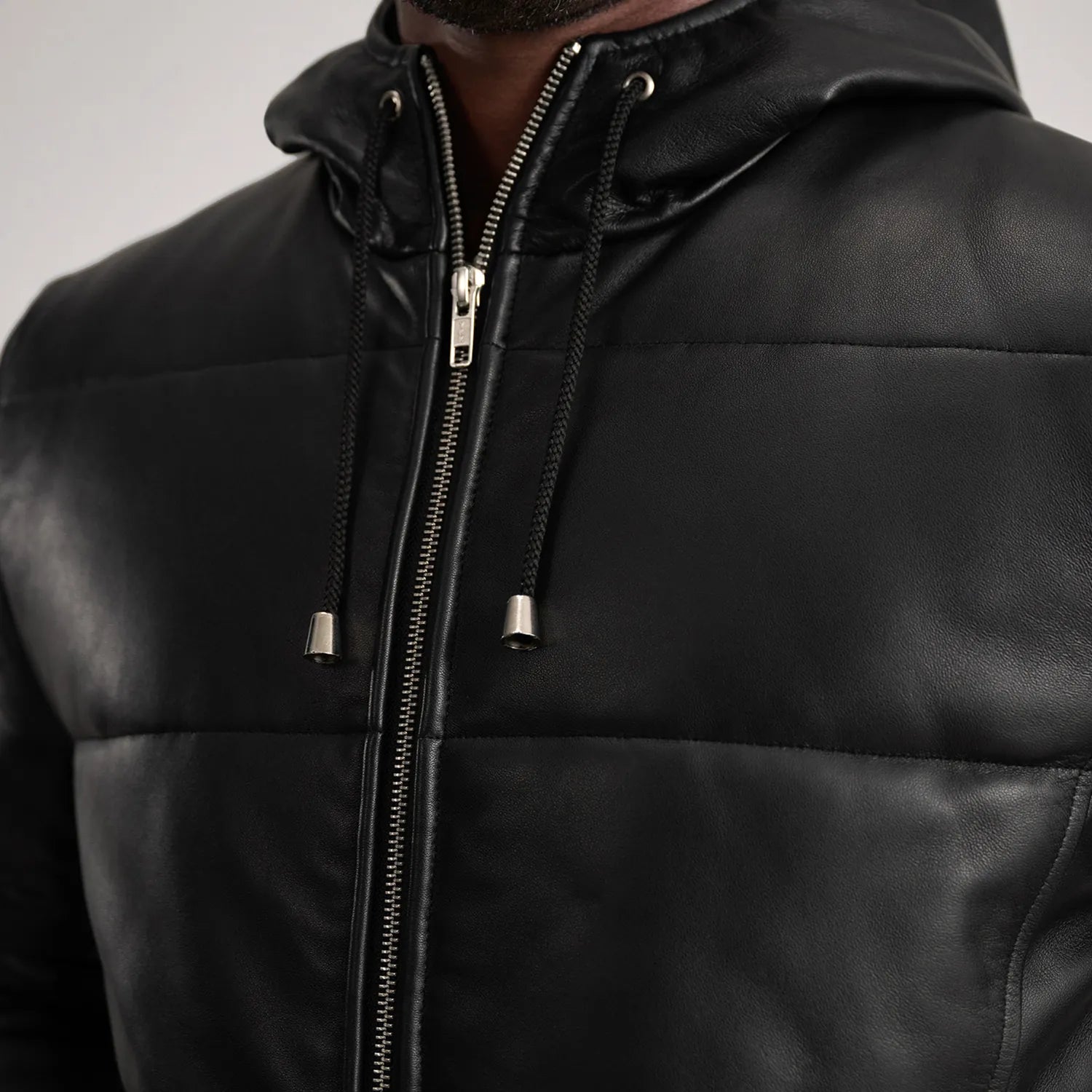 Floyd Hooded Leather Puffer Coat
