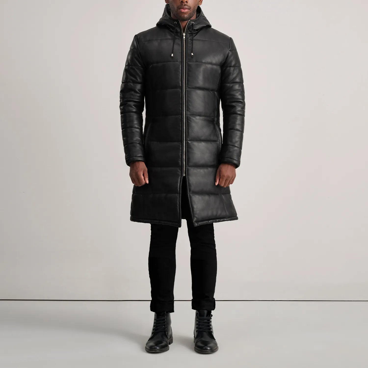 Floyd Hooded Leather Puffer Coat