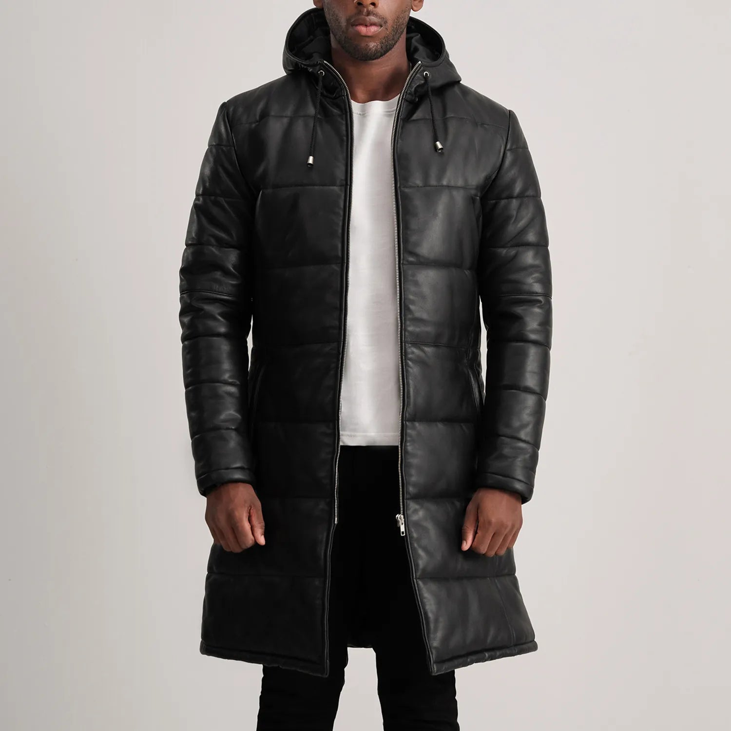 Floyd Hooded Leather Puffer Coat