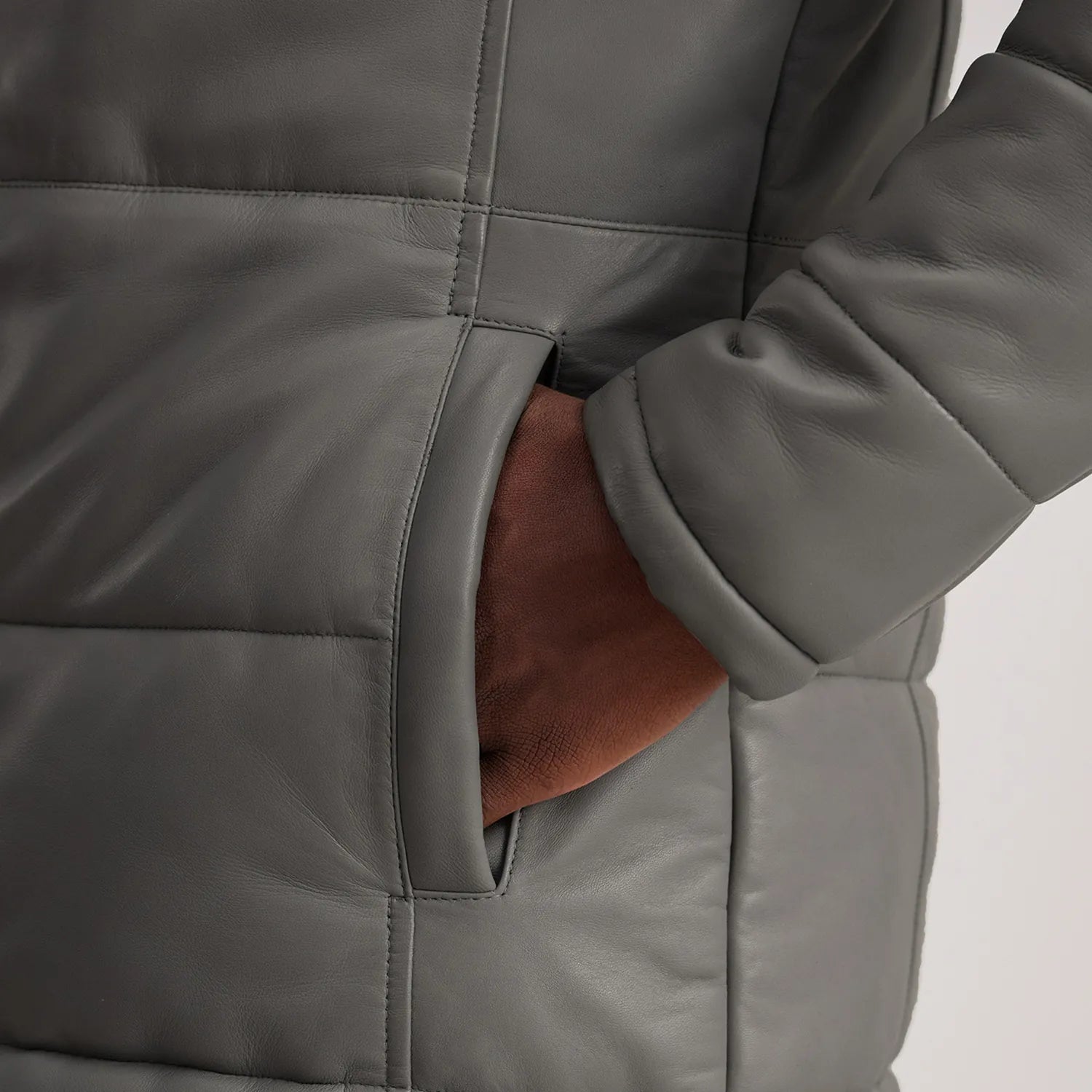 Floyd Hooded Leather Puffer Coat
