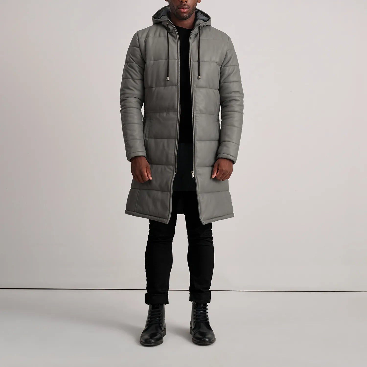 Floyd Hooded Leather Puffer Coat