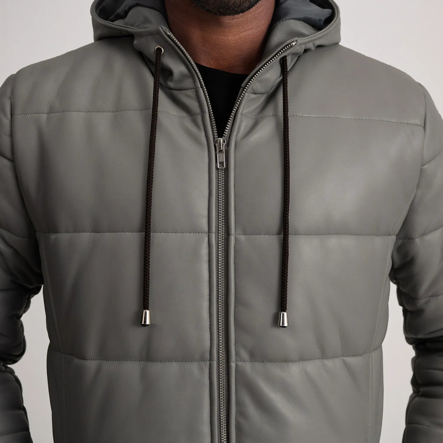 Floyd Hooded Leather Puffer Coat