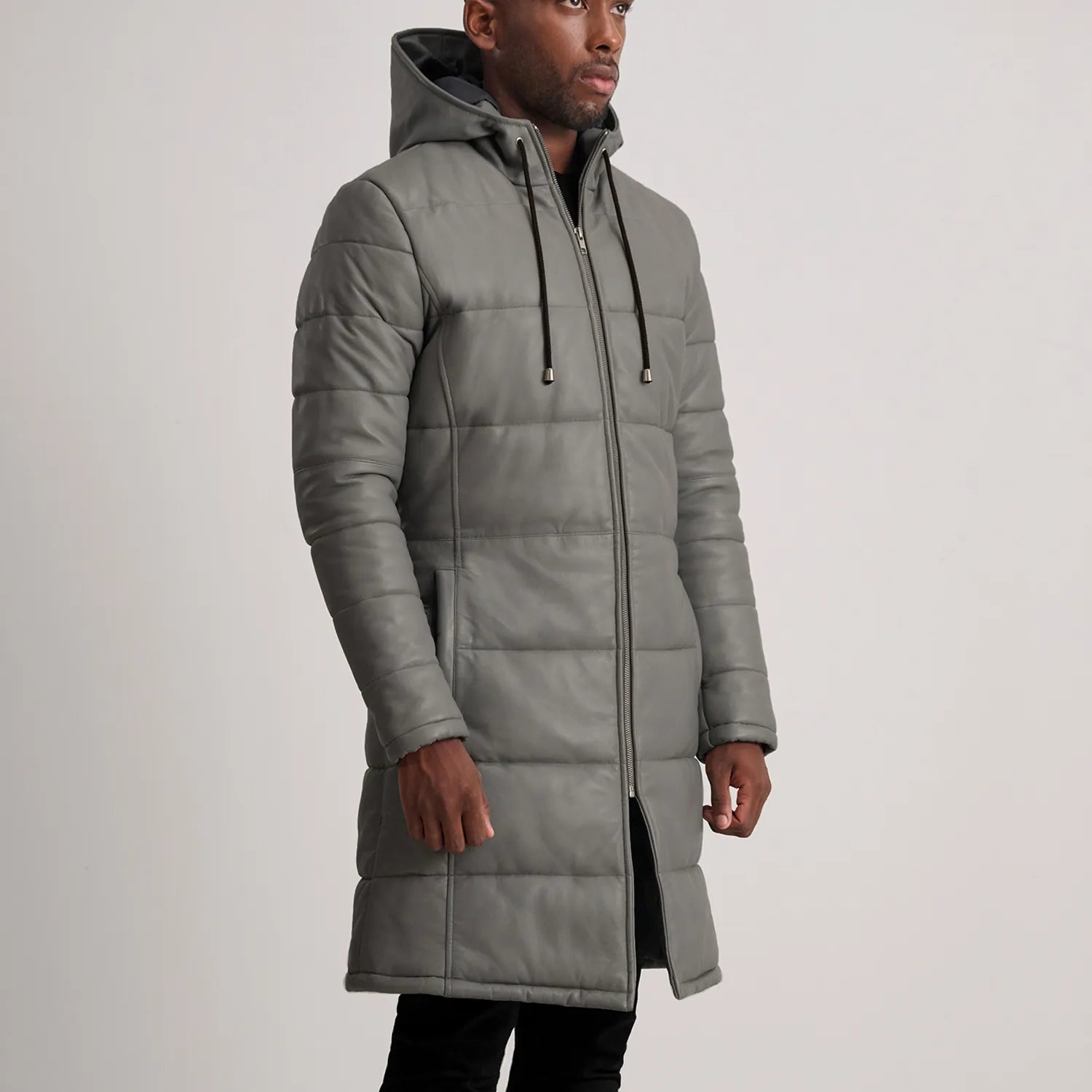 Floyd Hooded Leather Puffer Coat