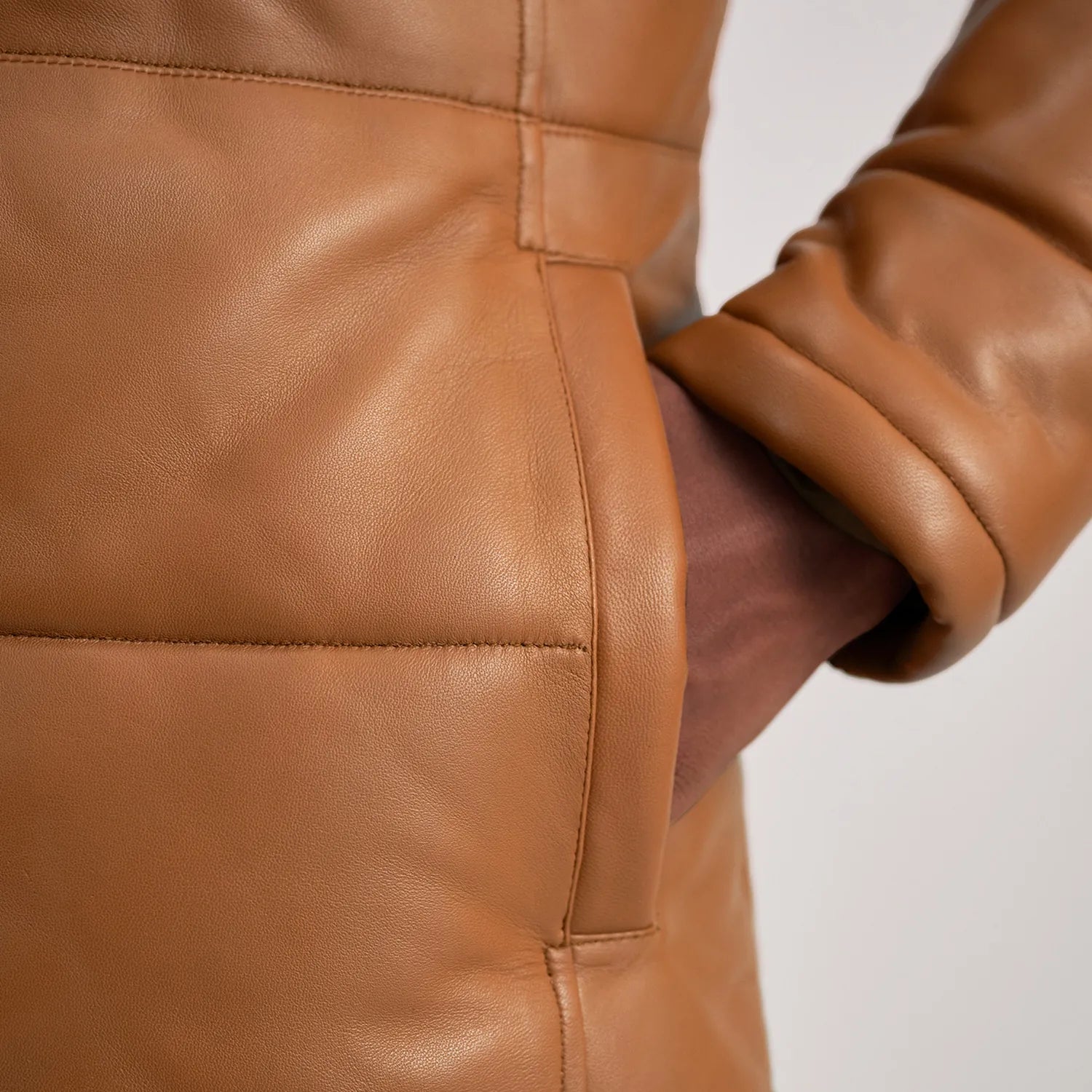 Floyd Hooded Leather Puffer Coat