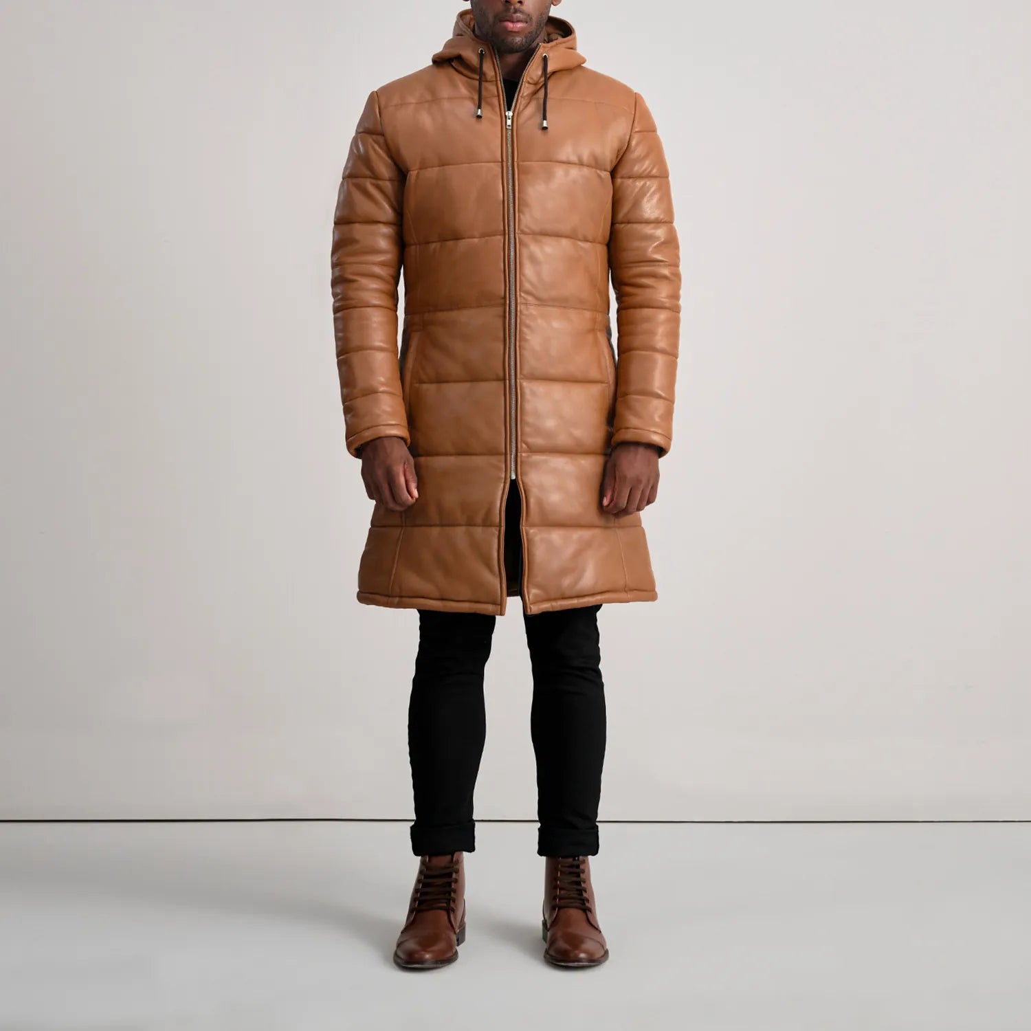 Floyd Hooded Leather Puffer Coat
