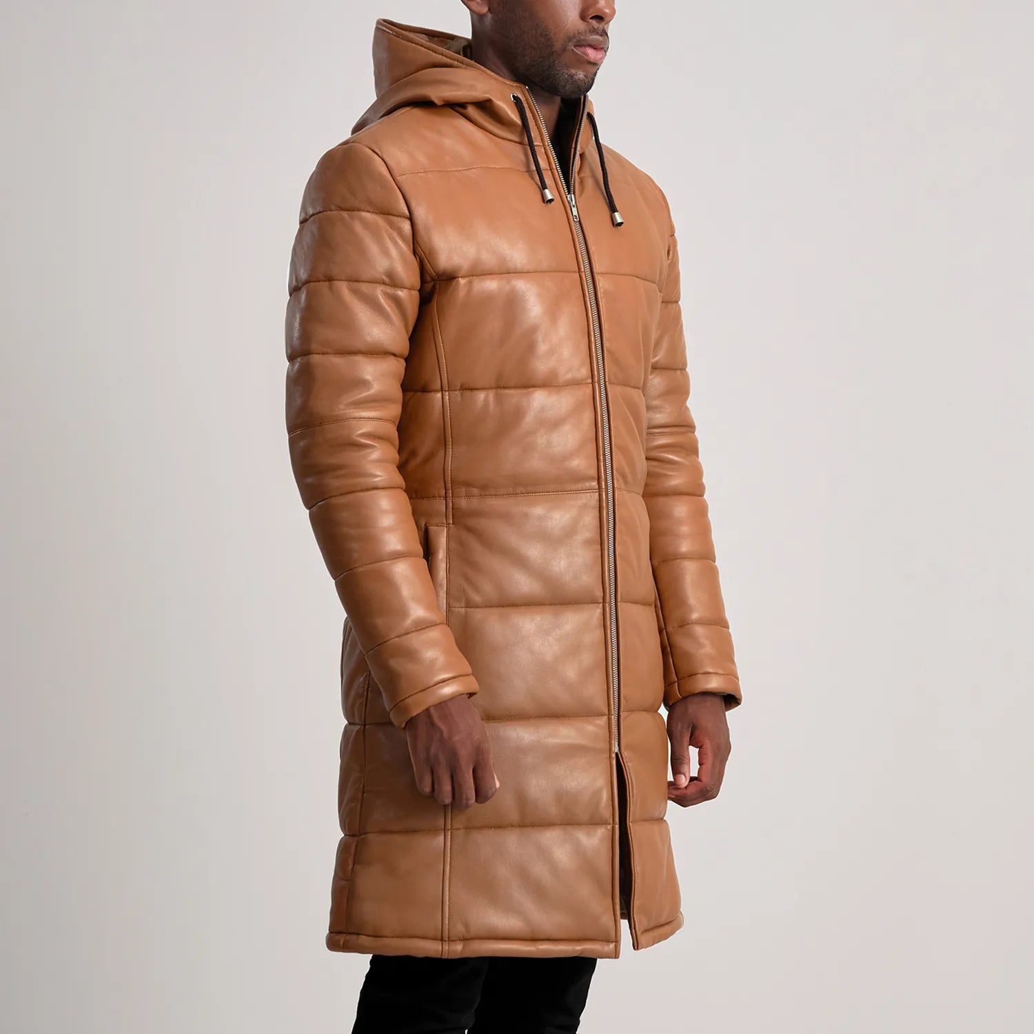 Floyd Hooded Leather Puffer Coat