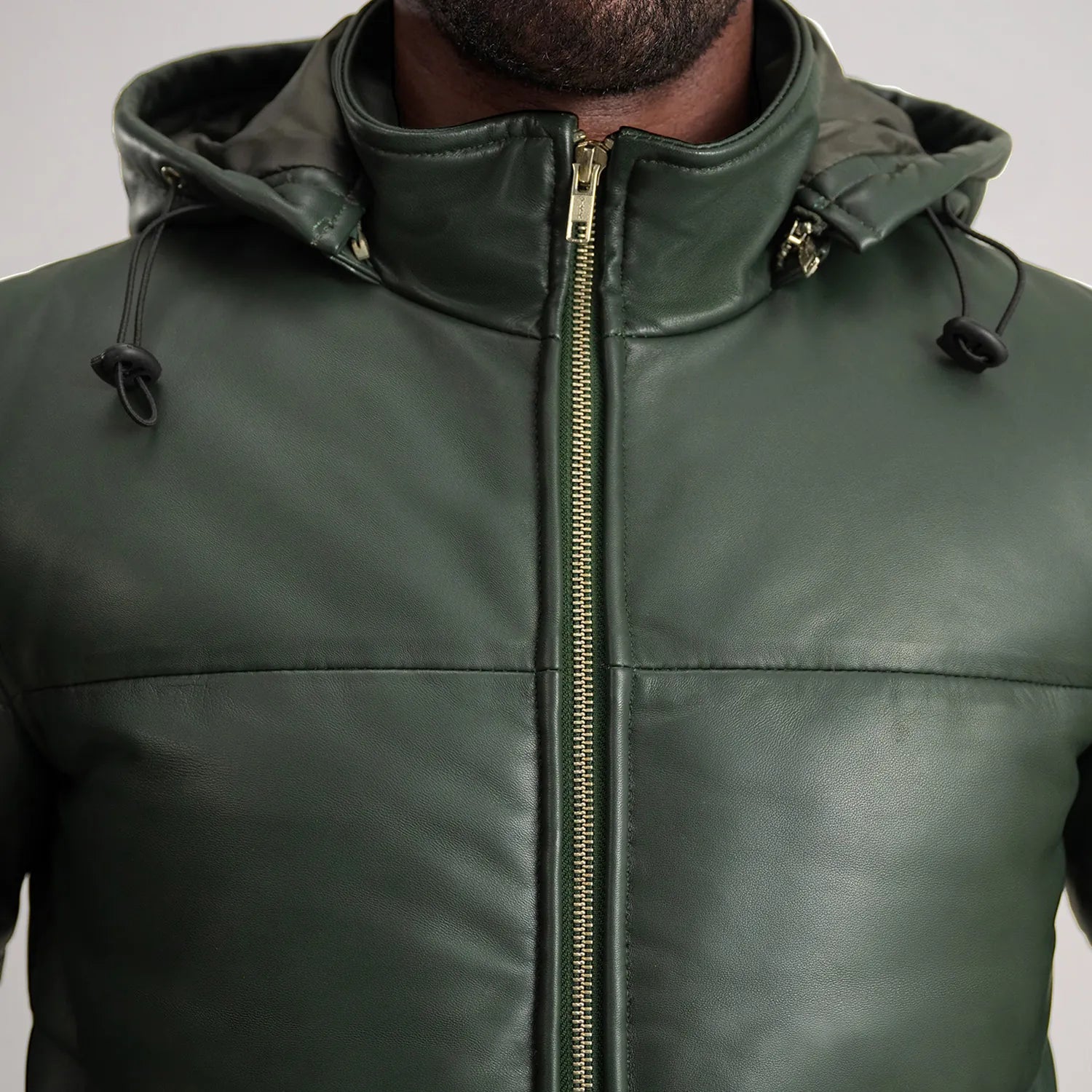 Gordon Hooded Leather Puffer Jacket
