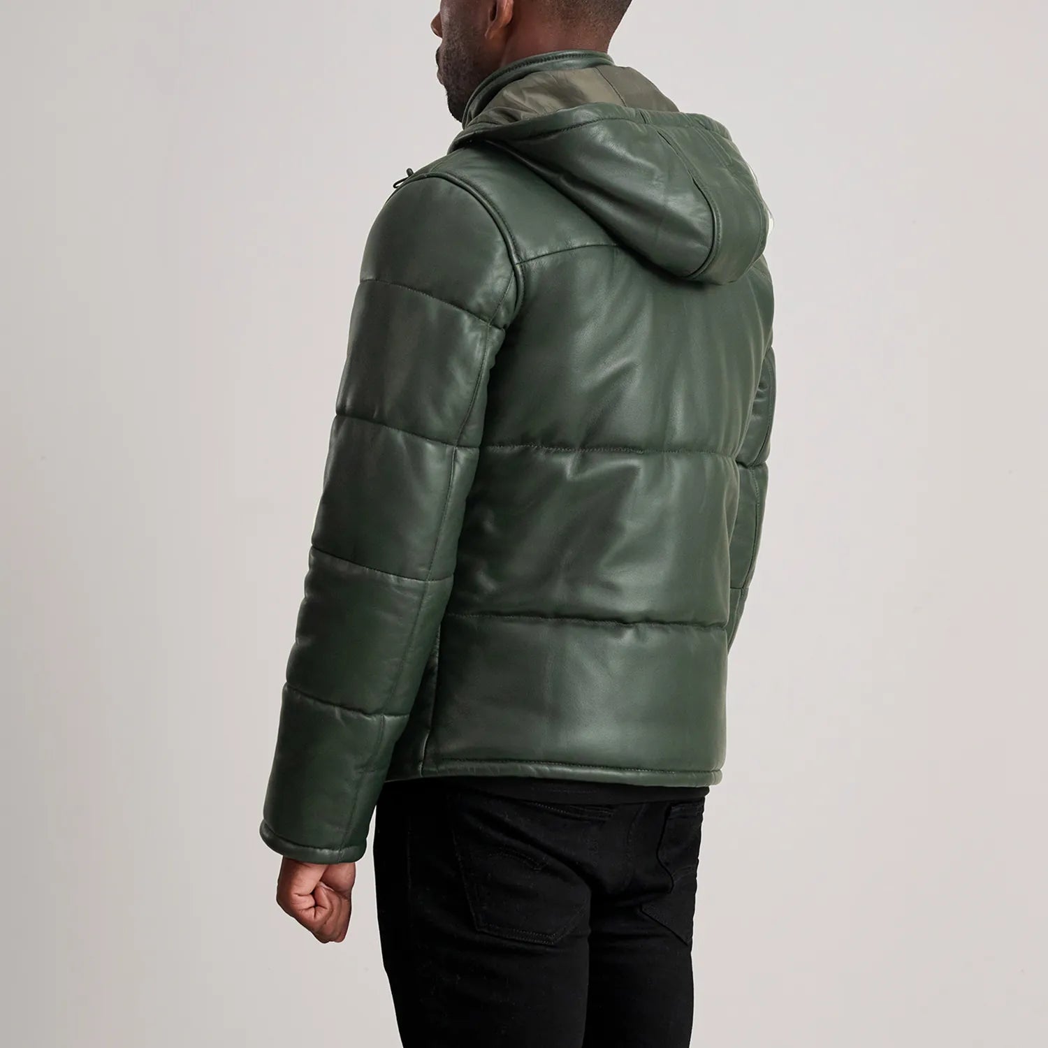 Gordon Hooded Leather Puffer Jacket