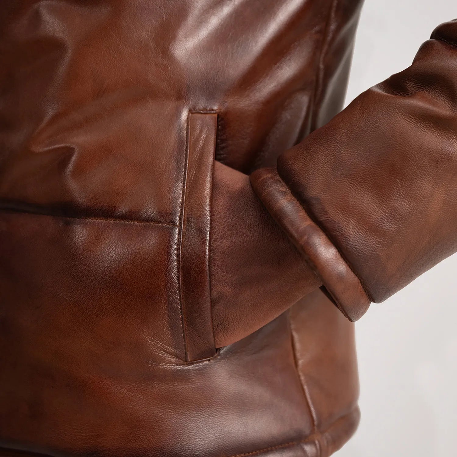 Gordon Hooded Leather Puffer Jacket