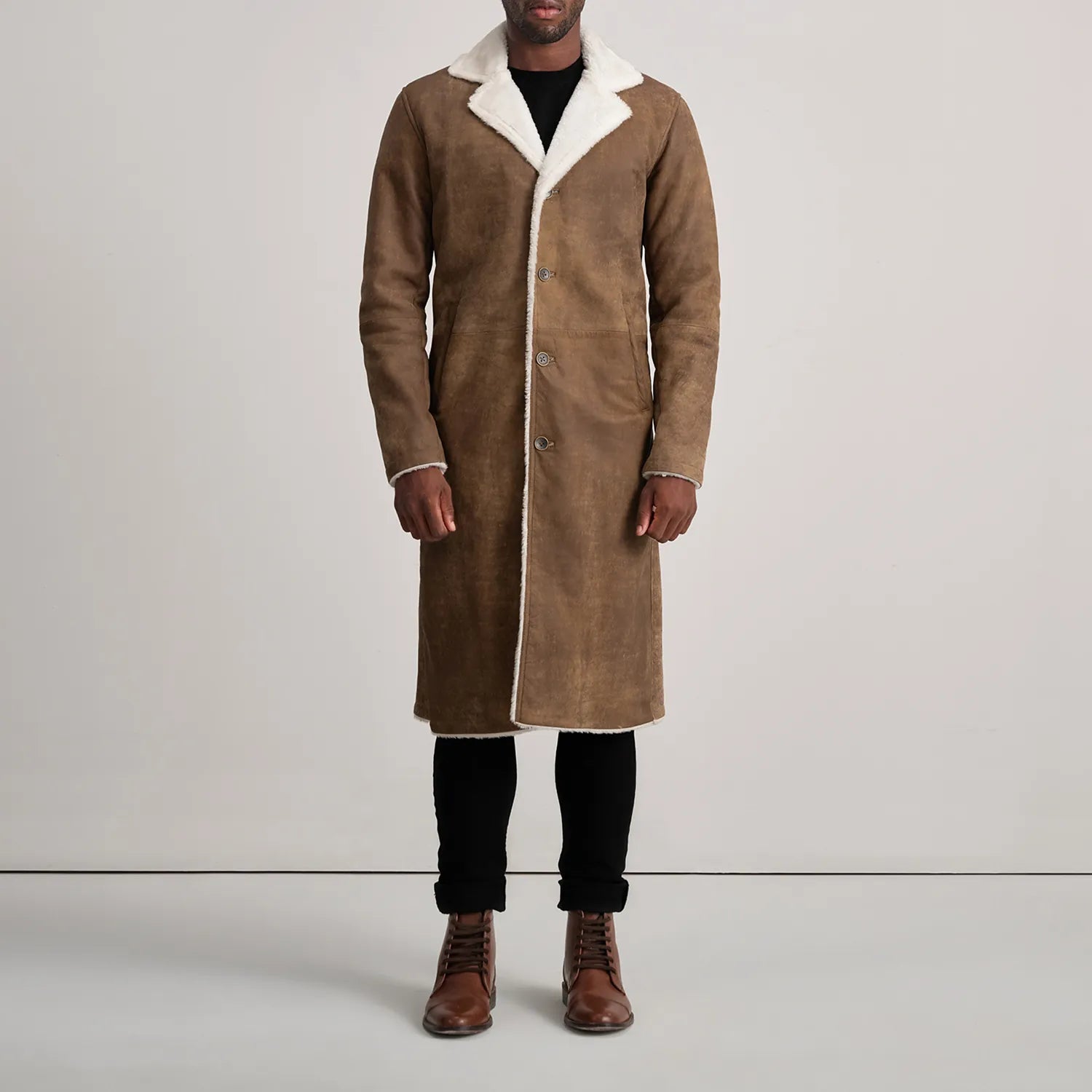 Kolby Tumbled Shearling Long Coat