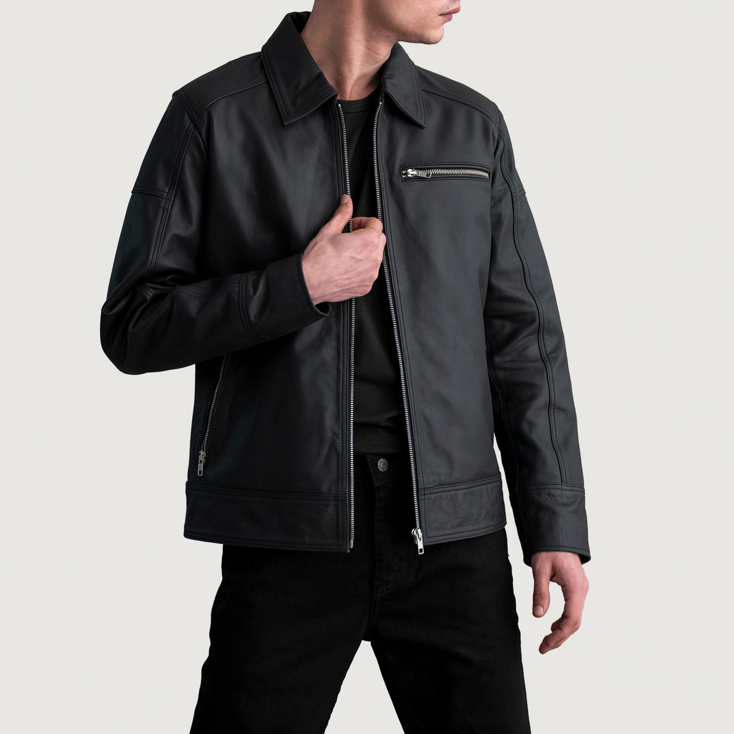 Lavendard Leather Biker Jacket