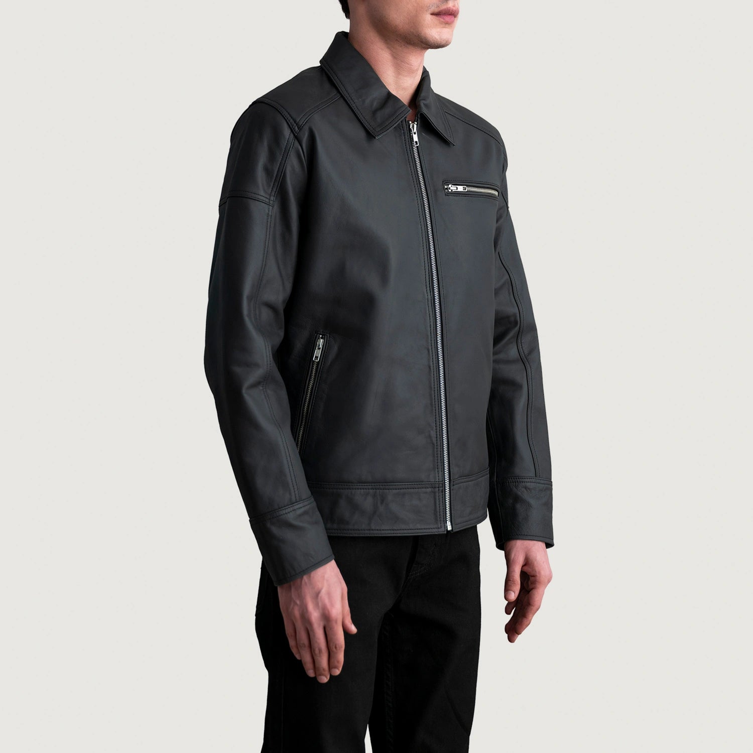 Lavendard Leather Biker Jacket